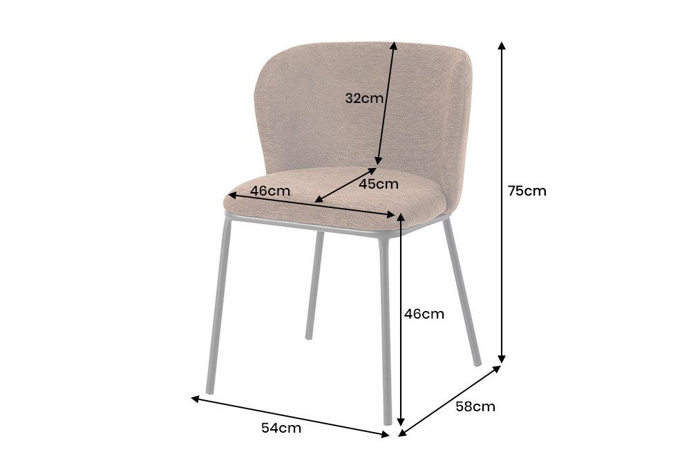 riess-ambiente Esszimmerstuhl LYON braun - Chenille, Metall, Sitzschale, Komfort, dezent, scandi (Einzelartikel, 1 St), Retro trifft Modern - ideal für Wohn- und Esszimmer oder Küche