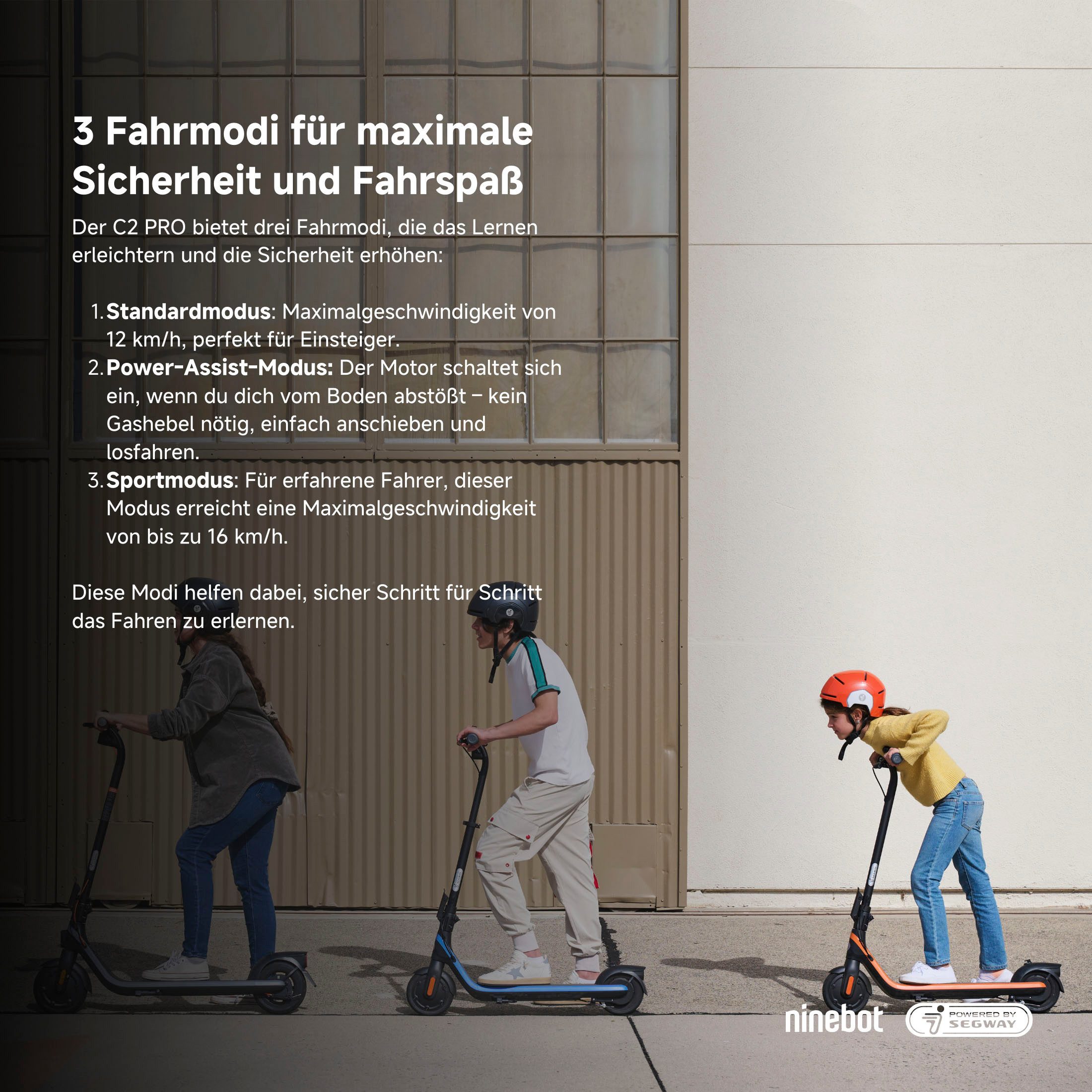 Segway E-Scooter KickScooter C2 PRO E, 16 km/h, Ninebot E-Scooter, bis zu 17 km Reichweite