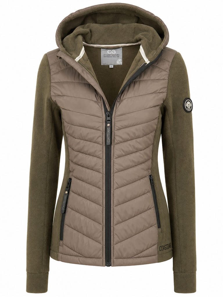 Coastguard Steppjacke Damen Hybridjacke Übergangsjacke - Leichte Jacke mit Fleece und Stepp Velvet-Fleece mit Stepp, Angeschnittene Kapuze, Reißverschluss-Taschen