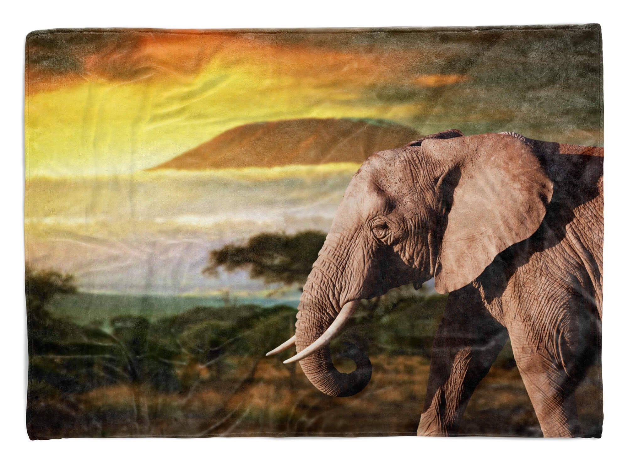Sinus Art Handtücher Handtuch Strandhandtuch Saunatuch Kuscheldecke mit Tiermotiv Elefant Afrika Kil, Baumwolle-Polyester-Mix (1-St), Handtuch | Saunahandtücher