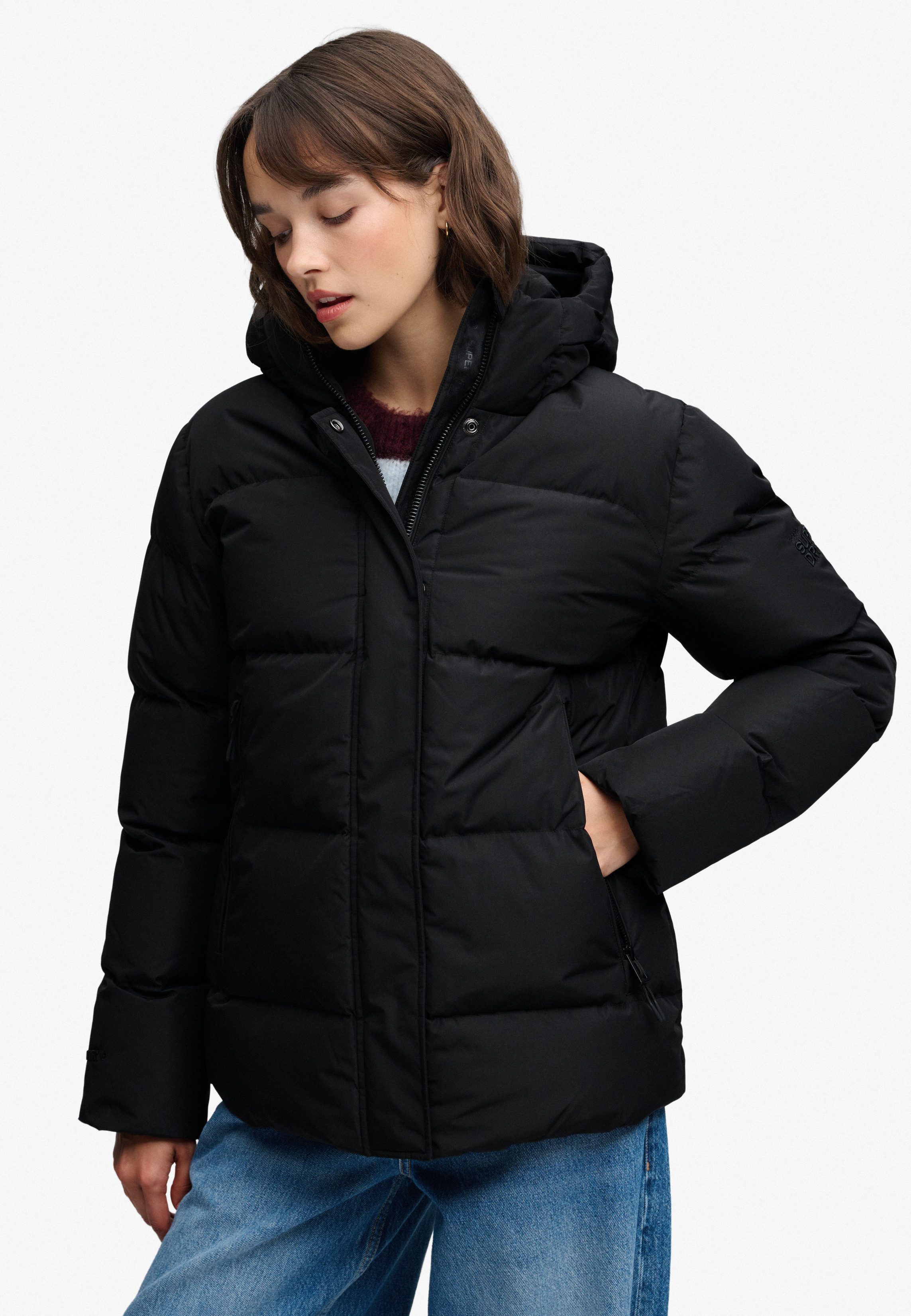 Superdry Steppjacke HOODED 5 BAFFLE SPORTS PUFFER Kunstfaser, relaxed fit