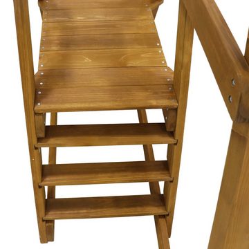 Merax Doppelschaukel aus Holz mit Rutsche, Kinderschaukel Schaukelgestell, Schaukelgerüst mit Leiter, Holzschaukel für Kinder