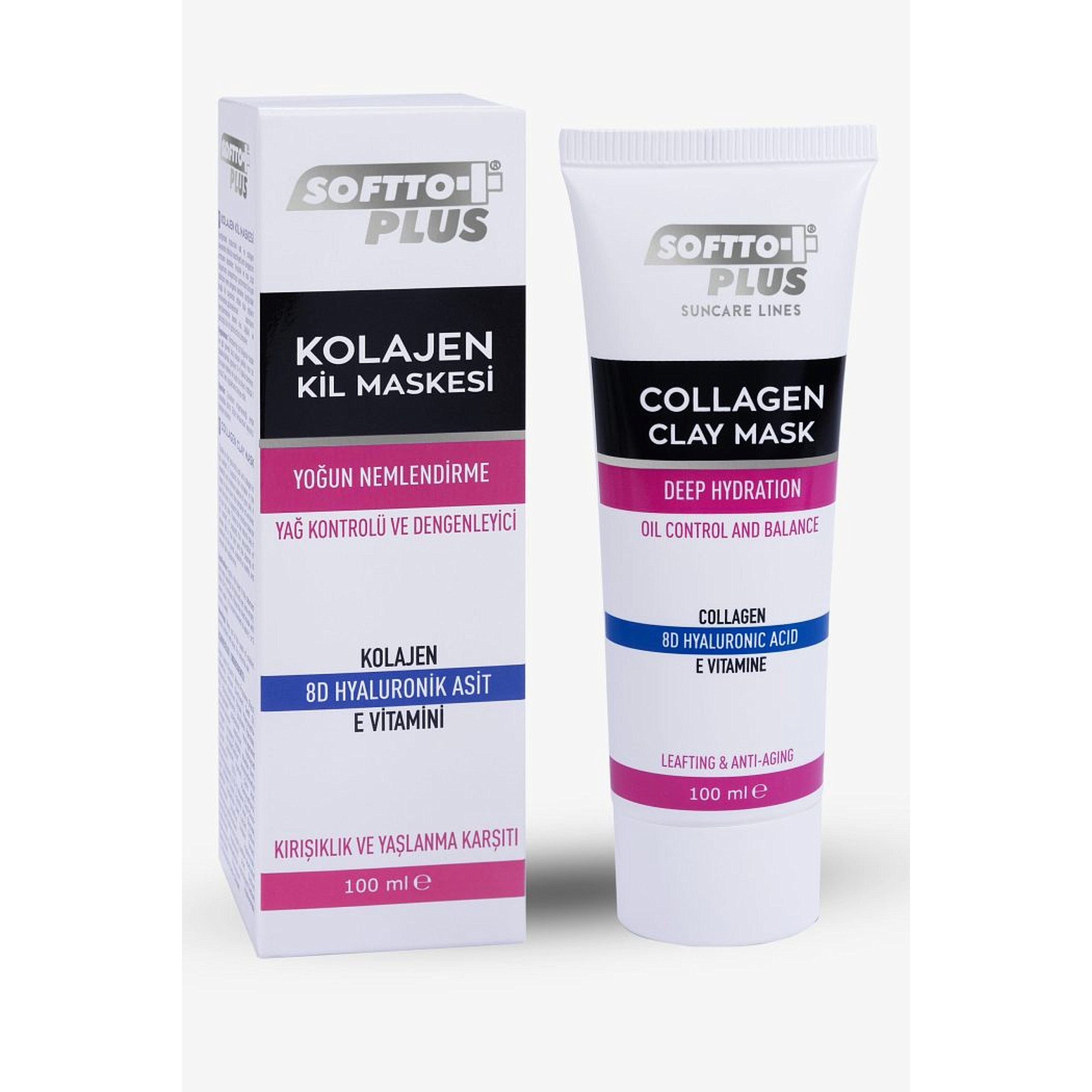 Softto Plus Gesichtsmaske Collagen Clay Mask Deep Hydration Feuchtigkeitsspendende Maske