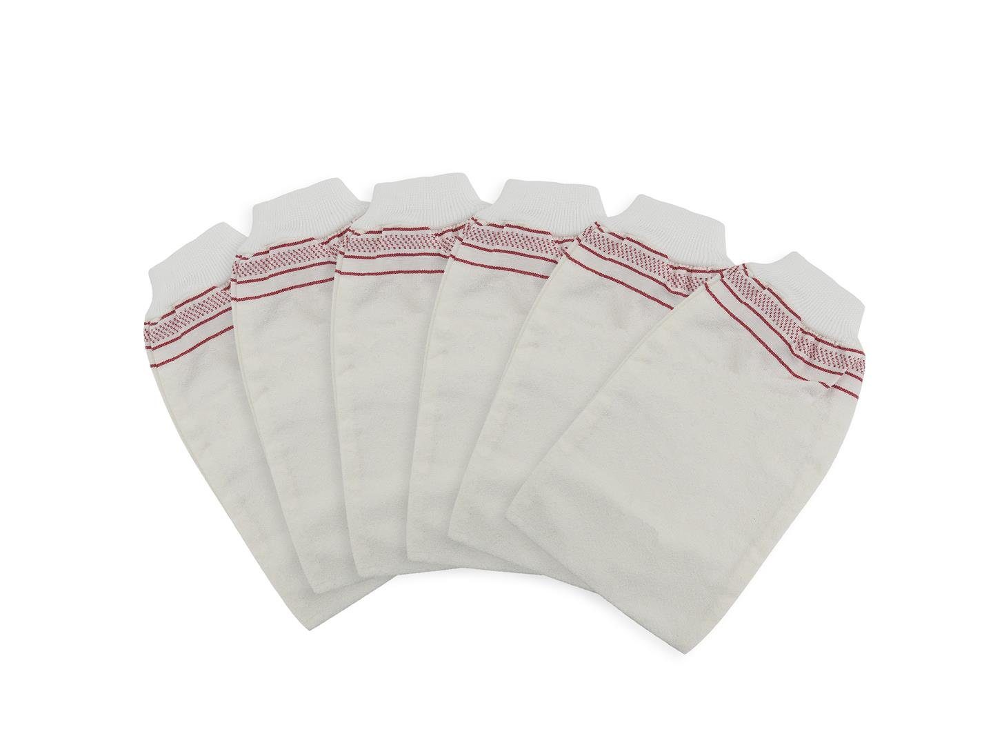 my Hamam Waschhandschuh Peeling Handschuh dick, roter Rand, Kelebek (12-tlg), mit elastischem Bund, Peeling & Reinigung, Pflege der Haut