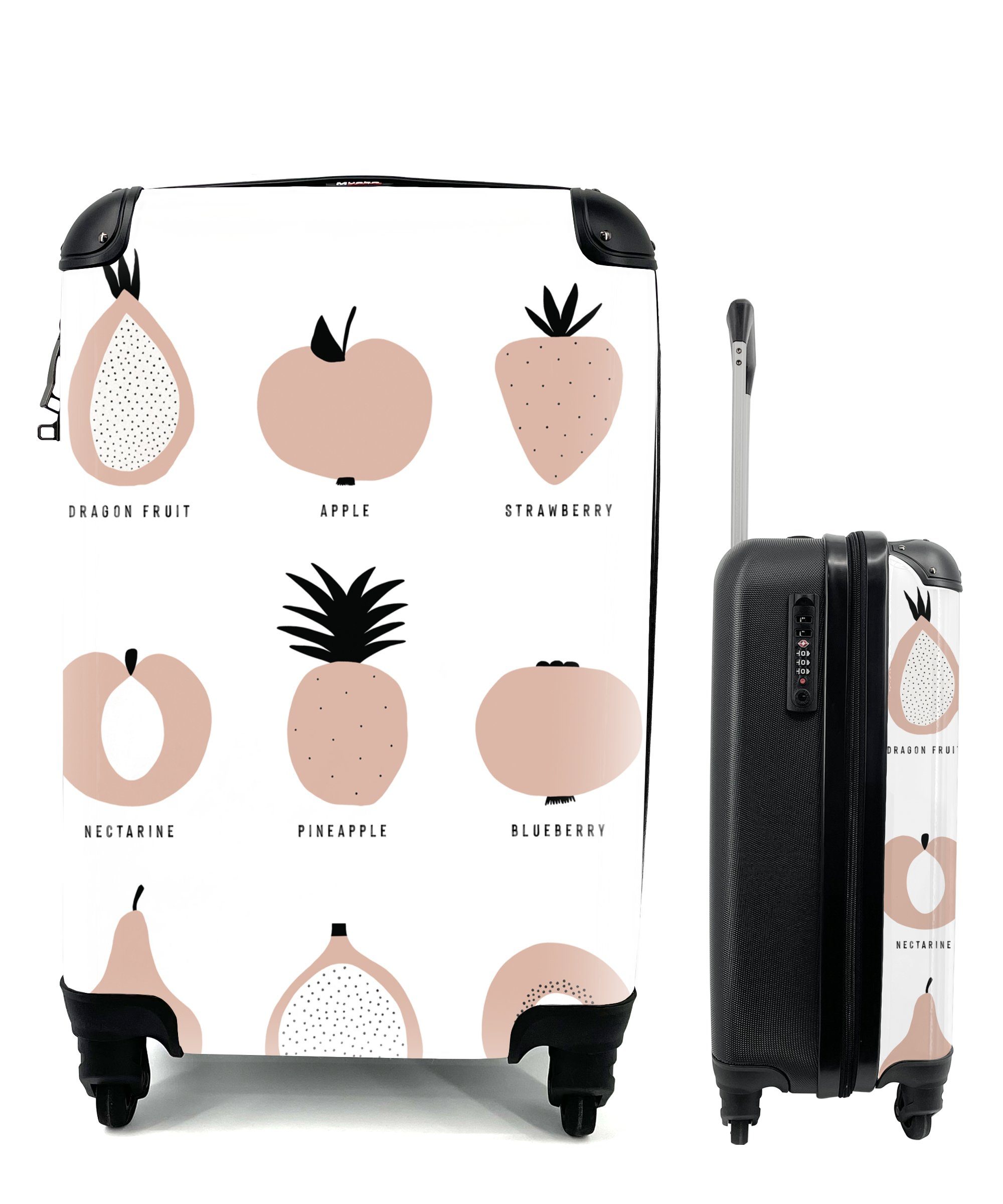 Ferien, Reisetasche rollen, Rollen, für Handgepäckkoffer Reisekoffer Handgepäck Obst Pastell Trolley, Design, MuchoWow 4 mit - -