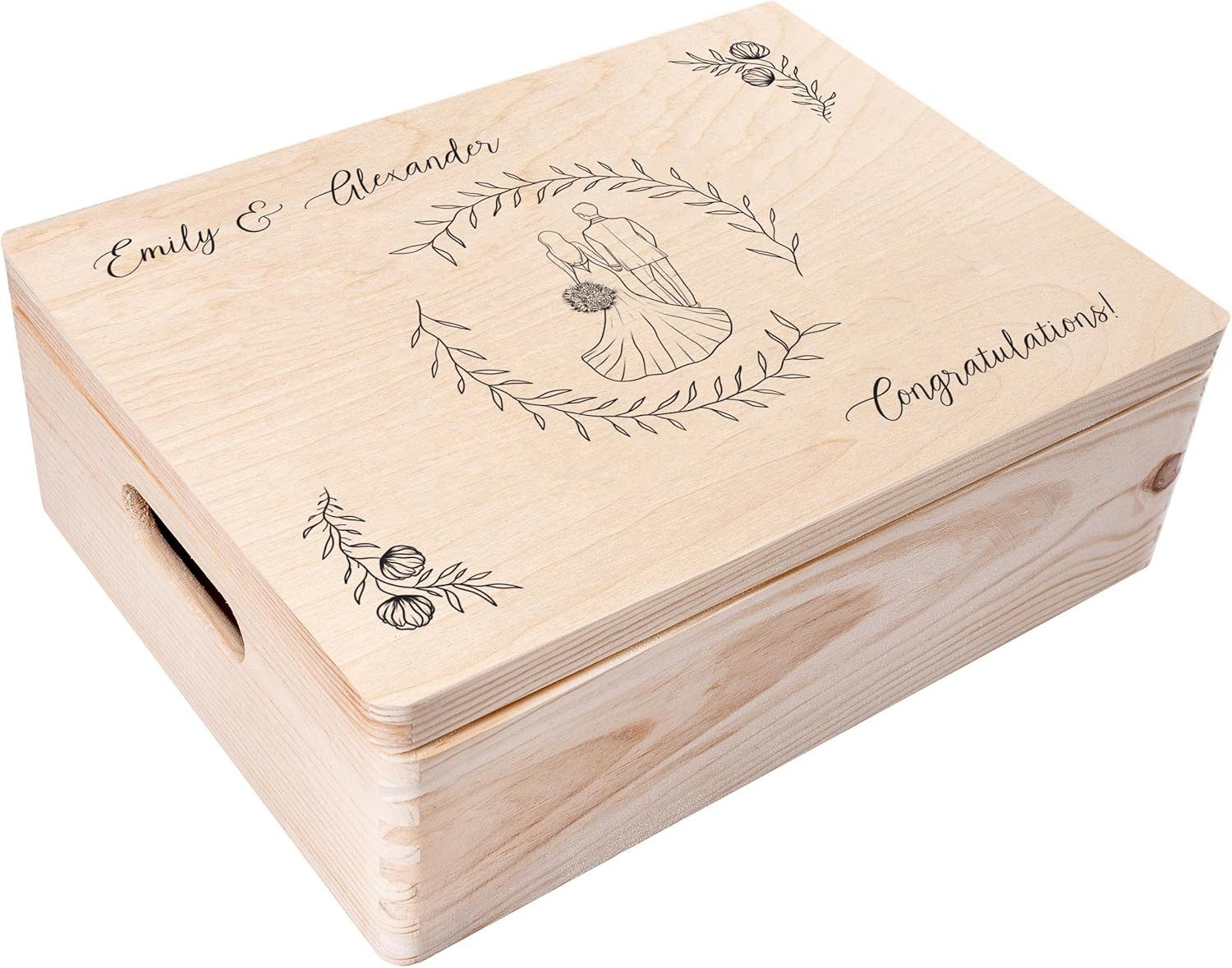 Creative Deco Holzkiste Erinnerungsbox Hochzeit Geschenkkiste, Natur 40 x 30 x 14 cm