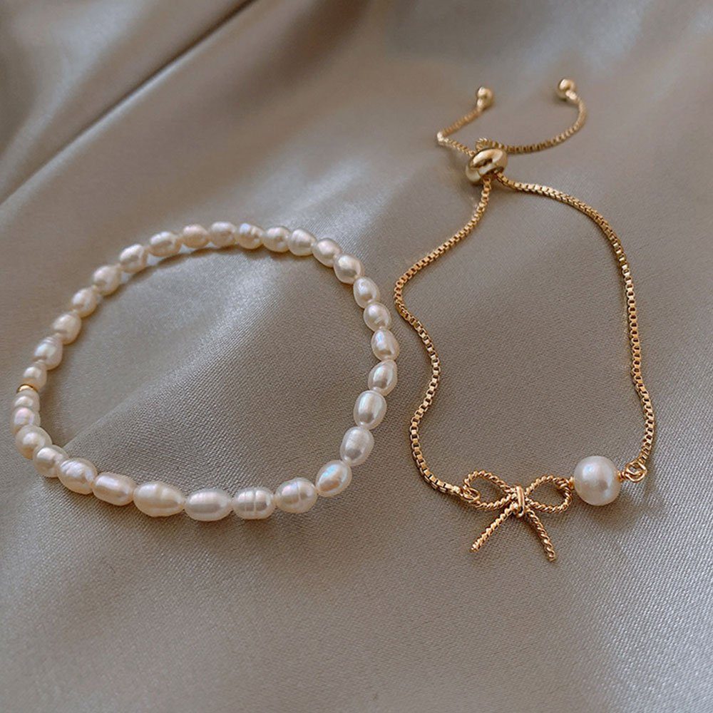 LAKKEC Schmuckset Armband Set Perlenarmband Schmetterling Kettenarmband Damenschmuck, (2-tlg)