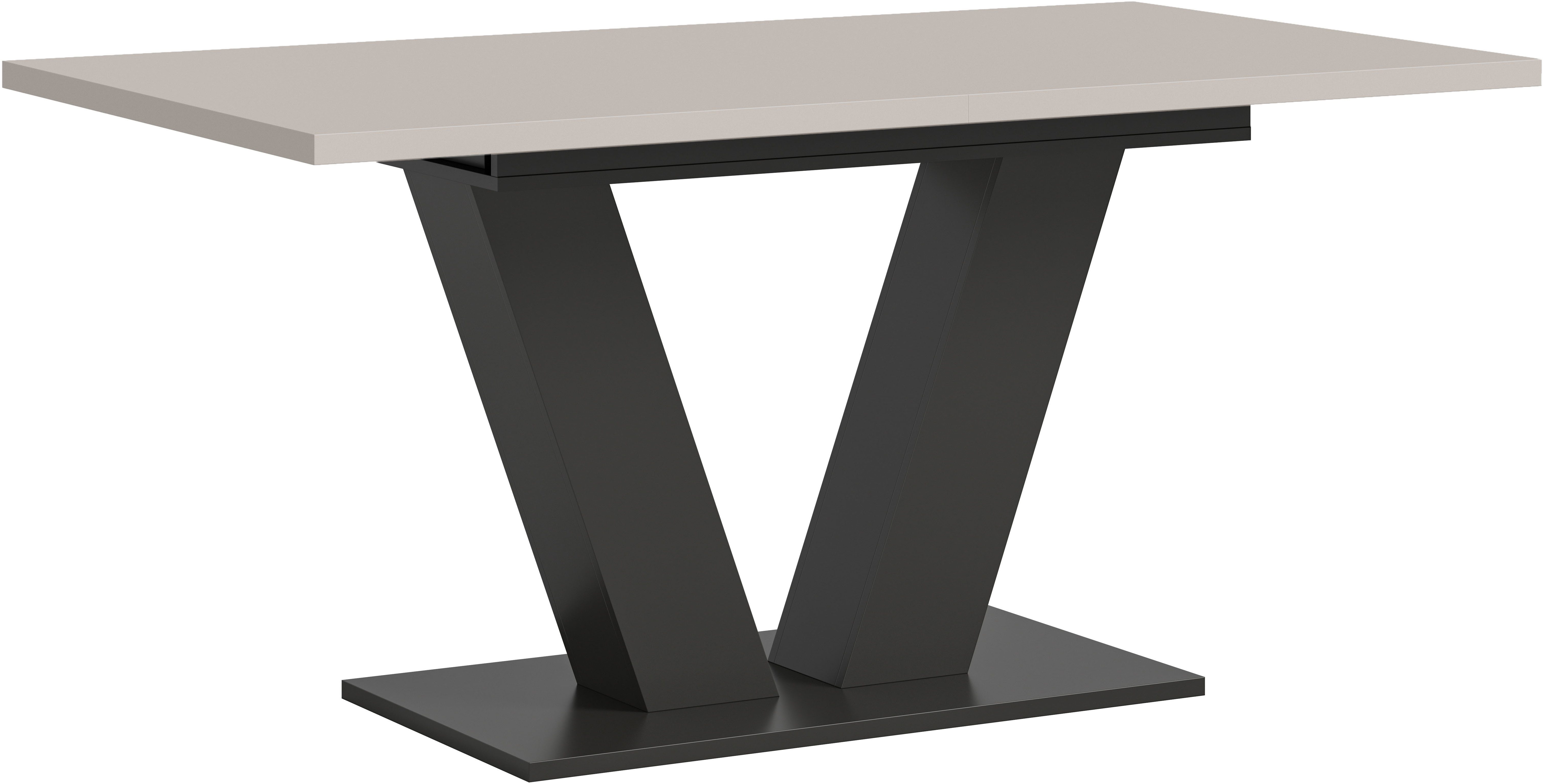 Home affaire Esstisch Motus, ausziehbar 150 -190 cm, inklusive 40 cm Einlegeplatte (Set, 1-St), V-Gestell mit Bodenplatte, Tisch, Küchentisch, Esszimmer, Küche