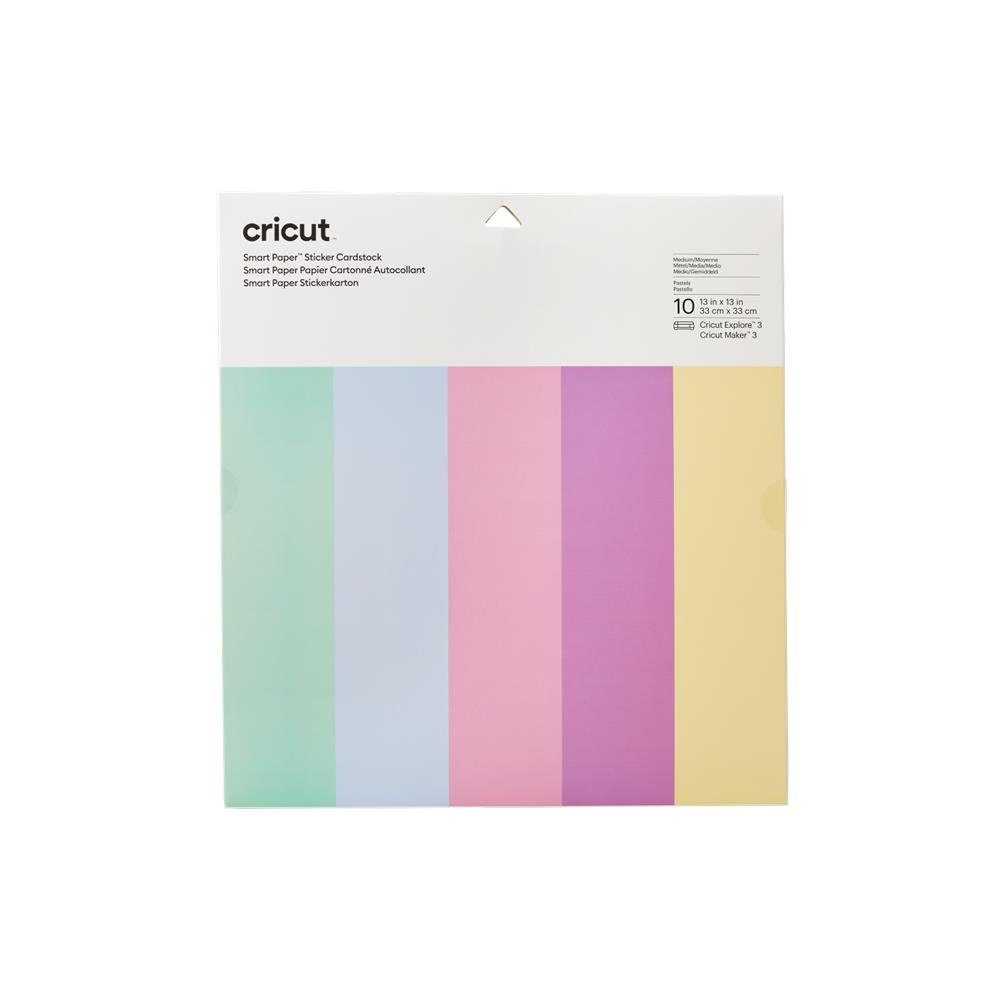 Cricut Bastelkartonpapier Smart Paper Farbkarton für Aufkleber Pastell, 10 Stück, klebende Rückseite, zum Aufbügeln, basteln, Bastelmaterial, gestalten, dekorieren