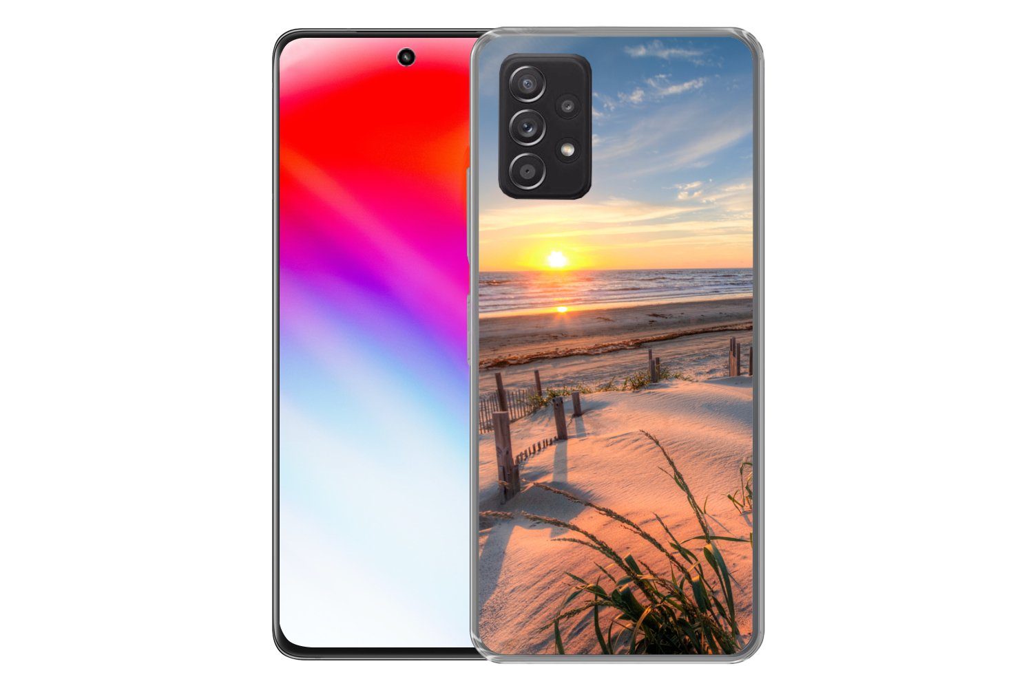 MuchoWow Handyhülle für Samsung Galaxy A33 5G Strand - Meer - Düne - Sonnenuntergang - Lan, Smartphone-Bumper, Print, Handy Schutzhülle Dünn
