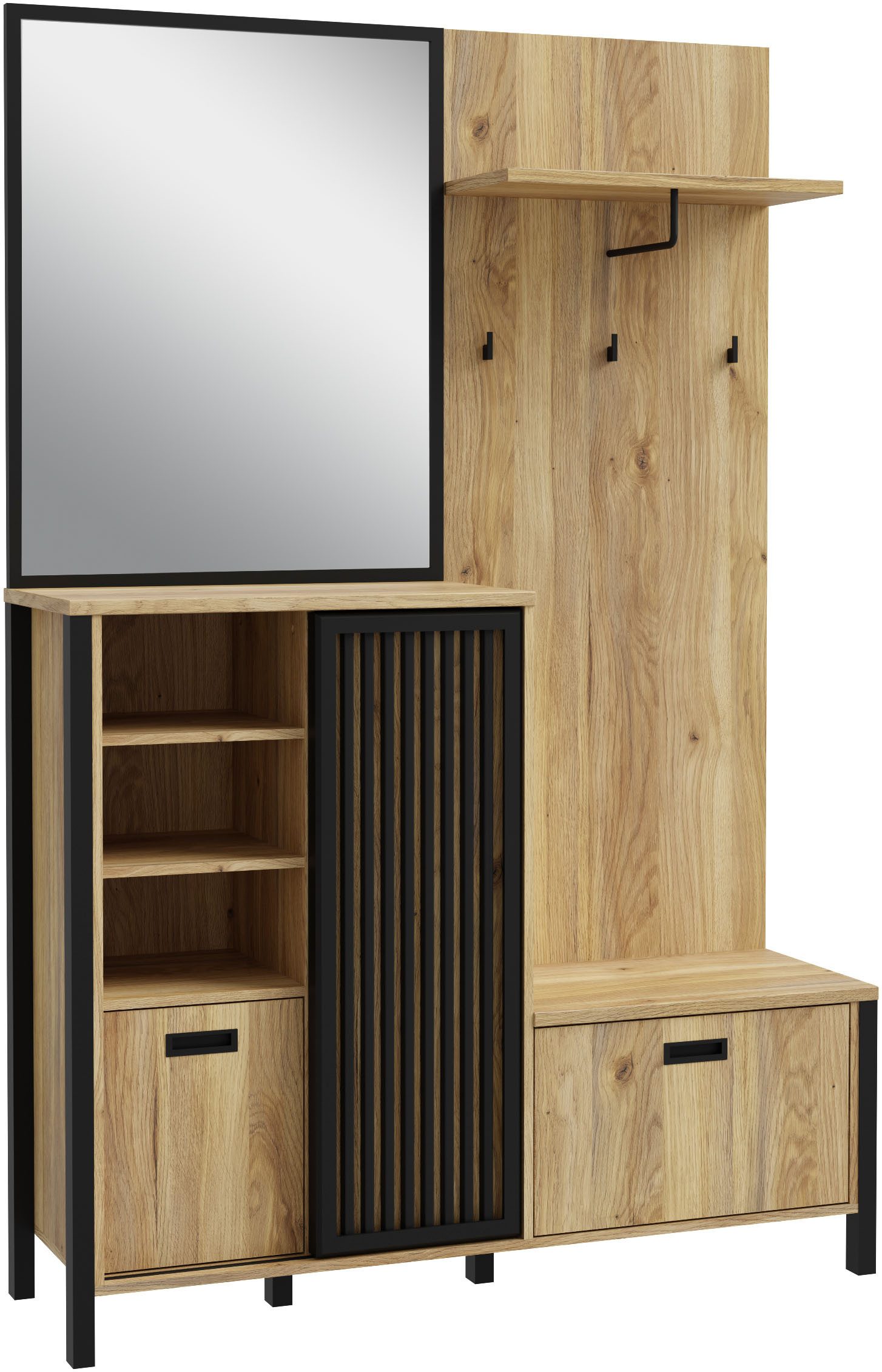 FORTE Kompaktgarderobe Jytana Kompaktgarderobe, Stauraum, Lamellenoptik, günstig online kaufen