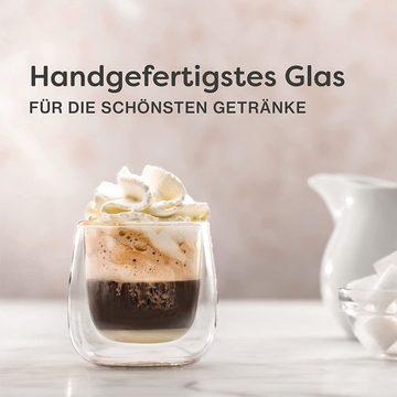 Cosumy Gläser-Set 4 doppelwandige Espressogläser 80ml, Glas, Doppelwandige Gläser - Mundgeblasen - Borosilikatglas