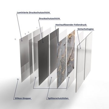 DEQORI Herdblende-/Abdeckplatte 'Elegantes Marmormuster', Glas, (2 tlg), Glas Herdabdeckplatte Ceranfeld Herd