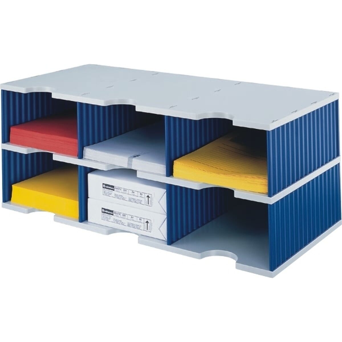 STYRO Organizer Sortierstation styrodoc trio JUMBO 6 Fächer grau/blau