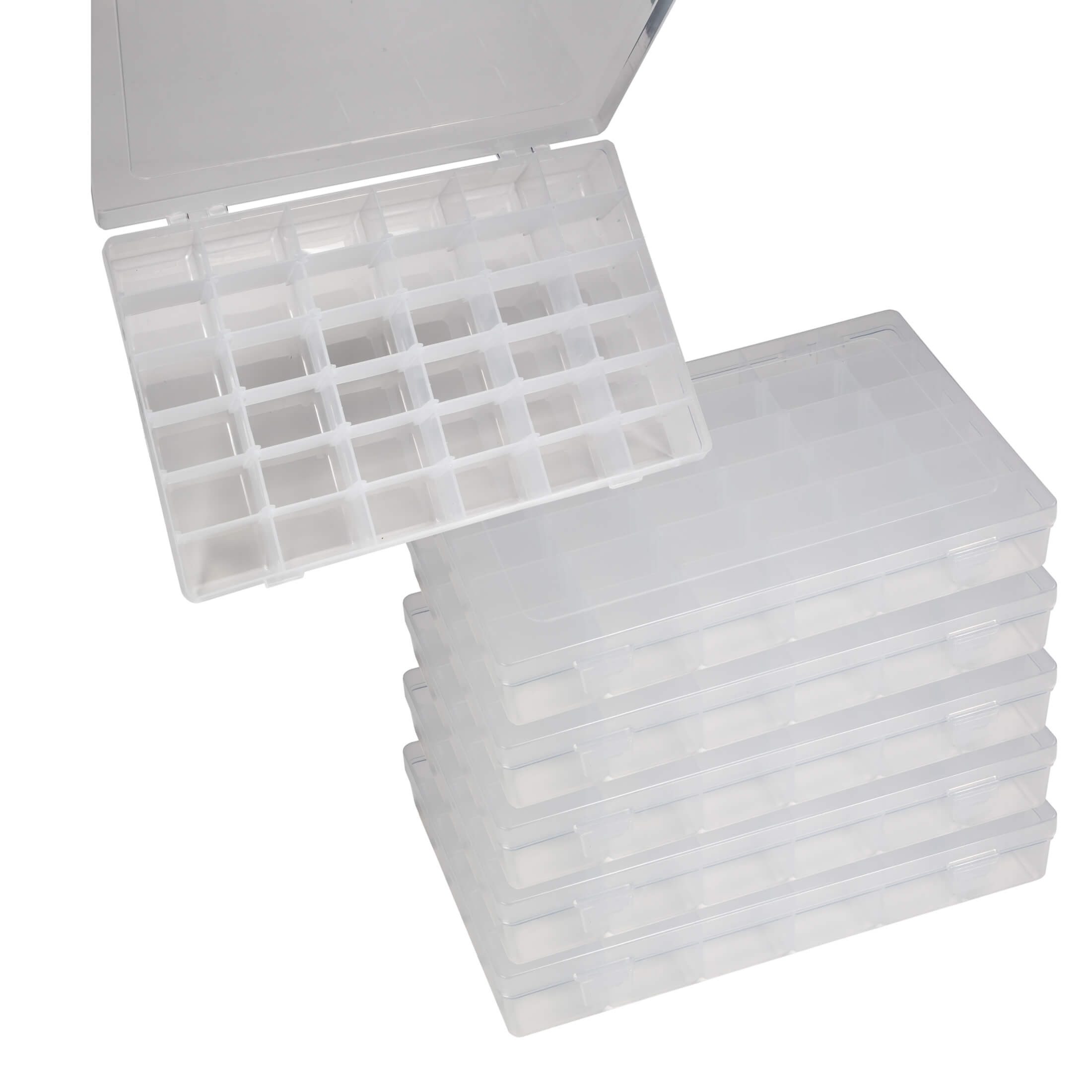 Work plus Sortimentskasten 6er Set Sortierbox transparent mit je 36 Fächern, verstellbare (6 St), Kleinteilemagazin, Sortimentskasten verstellbar, Sortimentsbox