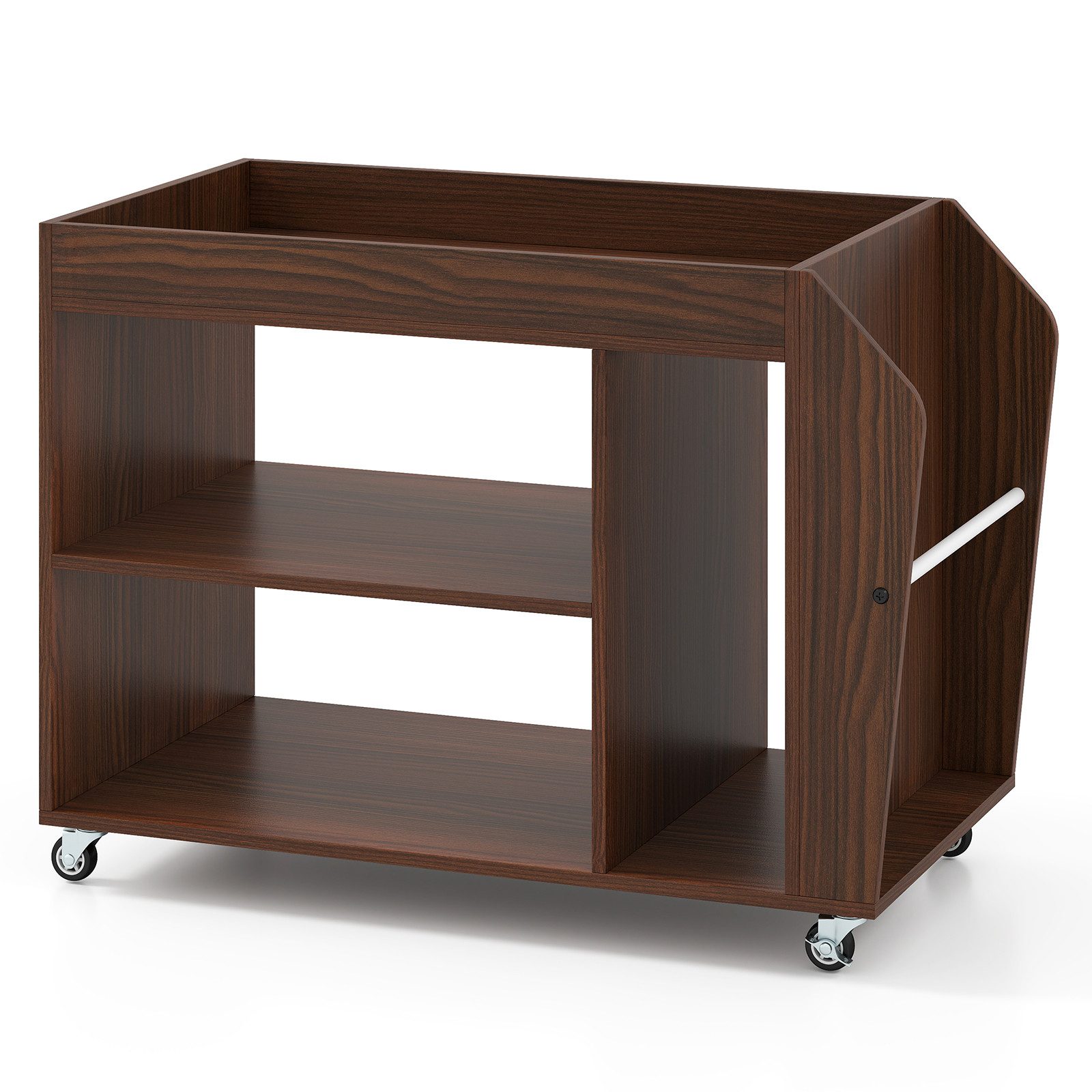 COSTWAY Beistelltisch, Nachttisch holz mit Rollen, Sofatisch für Arbeitszimmer
