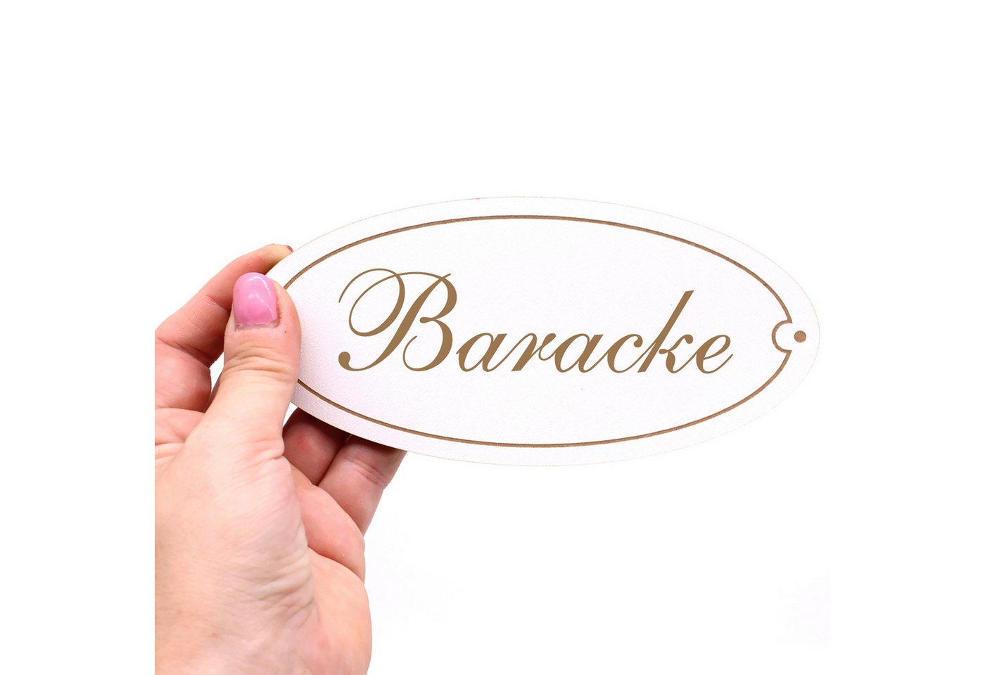 Thumbnail - Dekolando Hinweisschild Türschild Oval - Baracke - Schild 15 x 7 cm - Schilder Türschilder, (1 St)