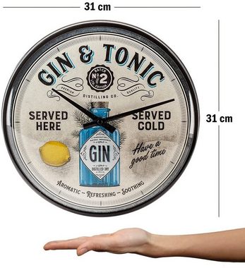 Nostalgic-Art Wanduhr Retro Wanduhr Küchenuhr Ø 31cm Analog Batterie - Gin & Tonic