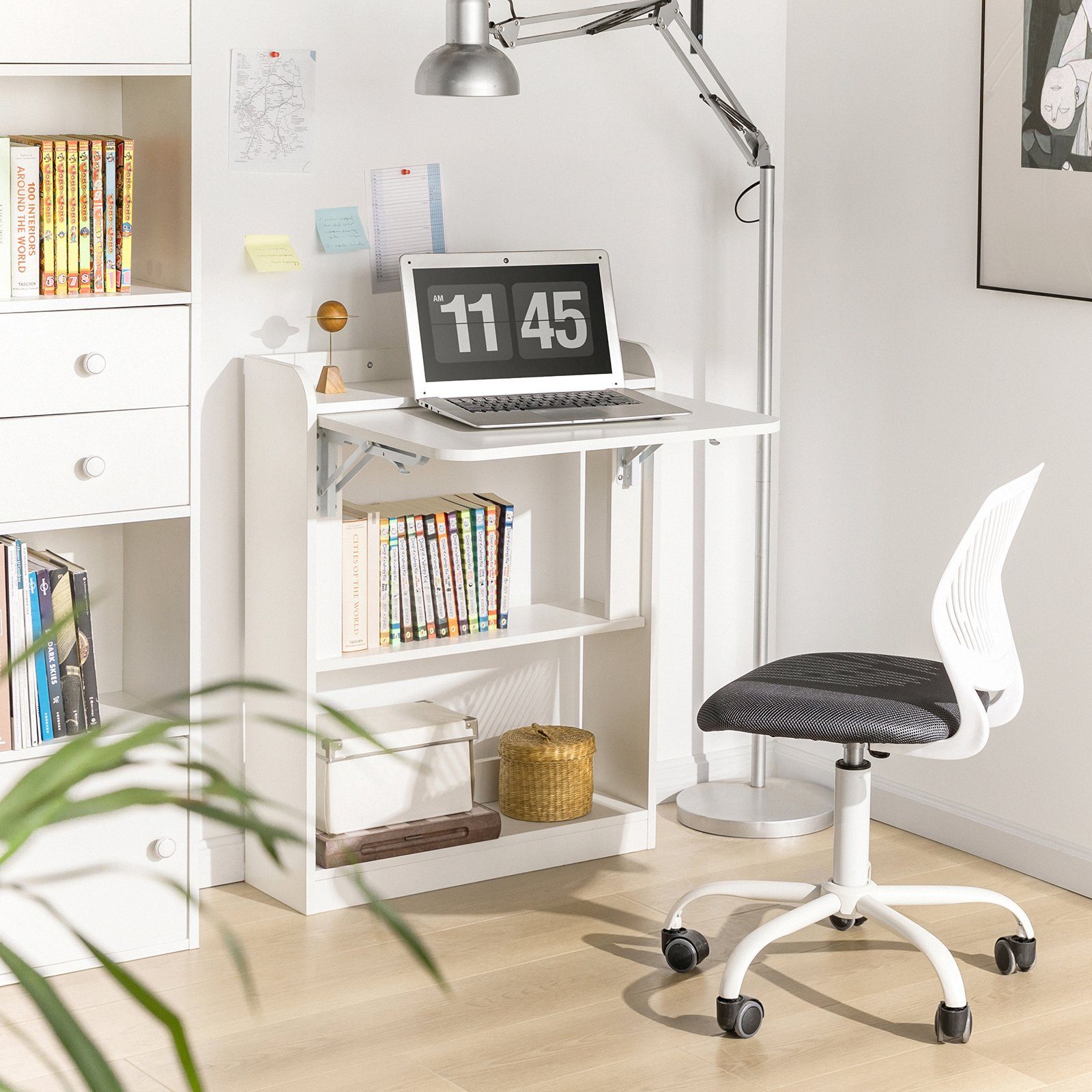 SoBuy Regal-Schreibtisch FWT92, Klapptisch Schreibtisch klein mit Regal, Gaming Tisch, Nähtisch, Computertisch klein, Küchentisch Laptoptisch für Home Office, K – Bild 2 von 5