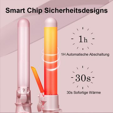 DOPWii Warmluftbürste Rotierender Lockenstab, Wellen-Lockenstab, Multi-Speed-Temperatur, schnelles Aufheizen, rosa, roségoldfarben