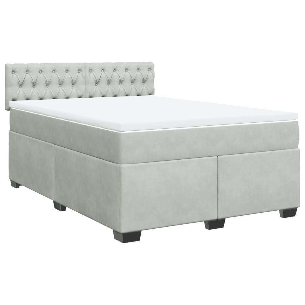 vidaXL Bett Boxspringbett mit Matratze Hellgrau günstig online kaufen