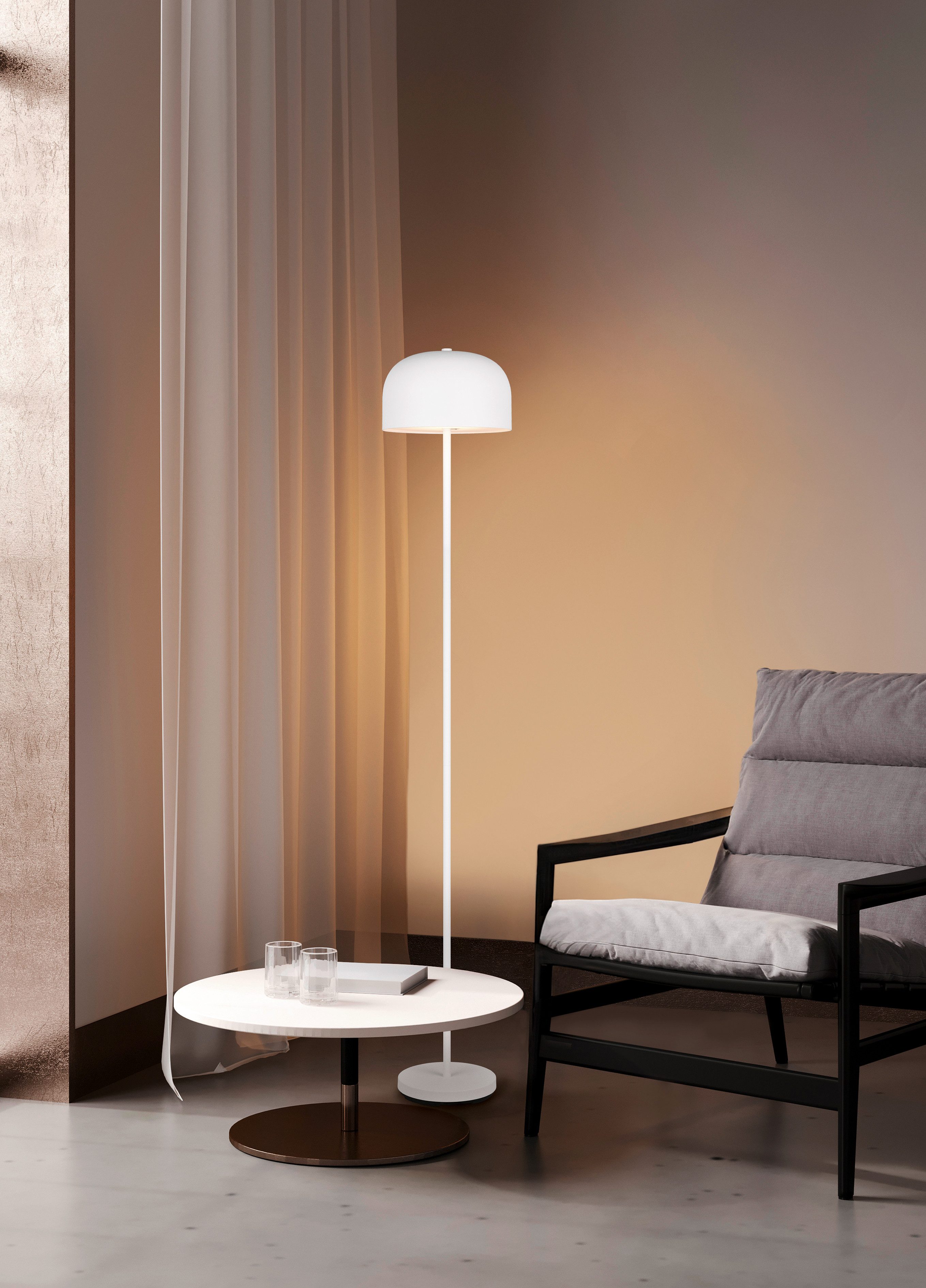 Reality Leuchten LED Stehlampe JEFF, Akku LED Stehleuchte mit USB, 2,5W 250 Lumen 3000K warmweiß, Dimmfunktion, USB-Ladefunktion, mehrere Helligkeitsstufen, LED fest integriert, Warmweiß, Akku LED Stehlampe mit Touchdimmer, USB-Anschluss Höhe max 147 cm