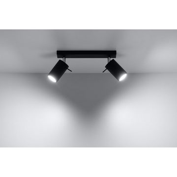 SOLLUX lighting Deckenleuchte Deckenlampe Deckenleuchte RING 2 schwarz, 2x GU10, ca. 30x6x16 cm