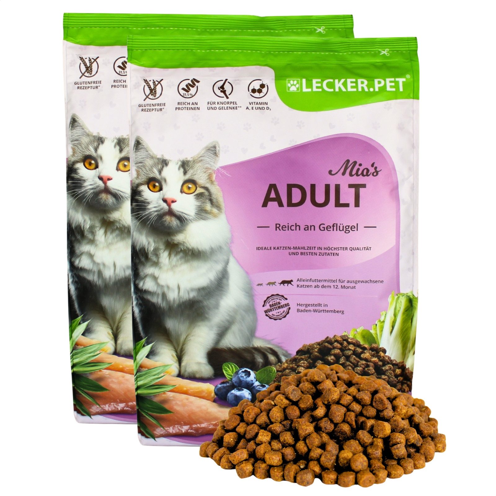 Lyra Pet 5 kg Lecker.Pet® Mia's Adult Herzhaftes Geflügel Trockenfutter Geflügel
