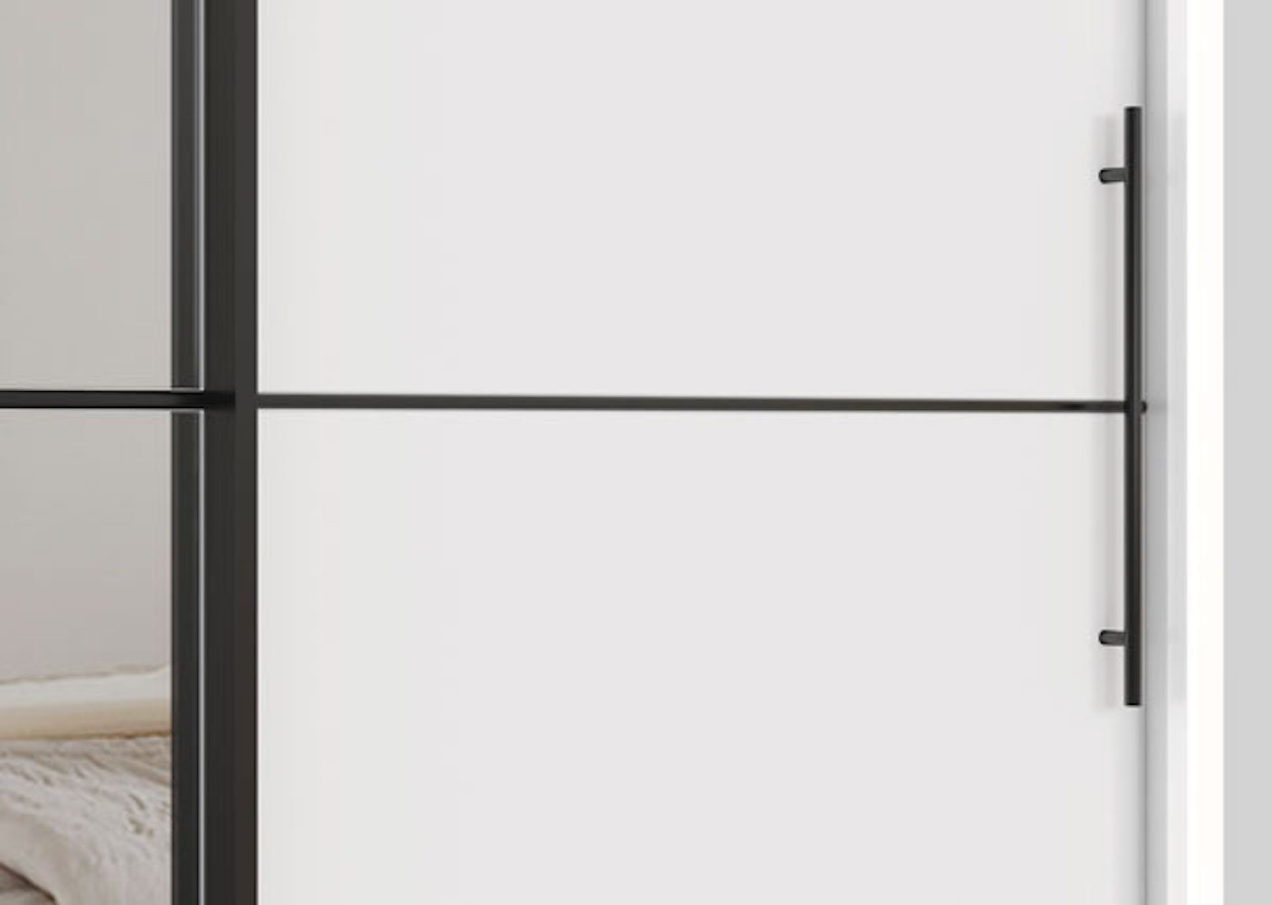 Spiegel, mit 3-türig Schwebetürenschrank Ivona 250x62x216cm, Absetzungen Feldmann-Wohnen schwarz