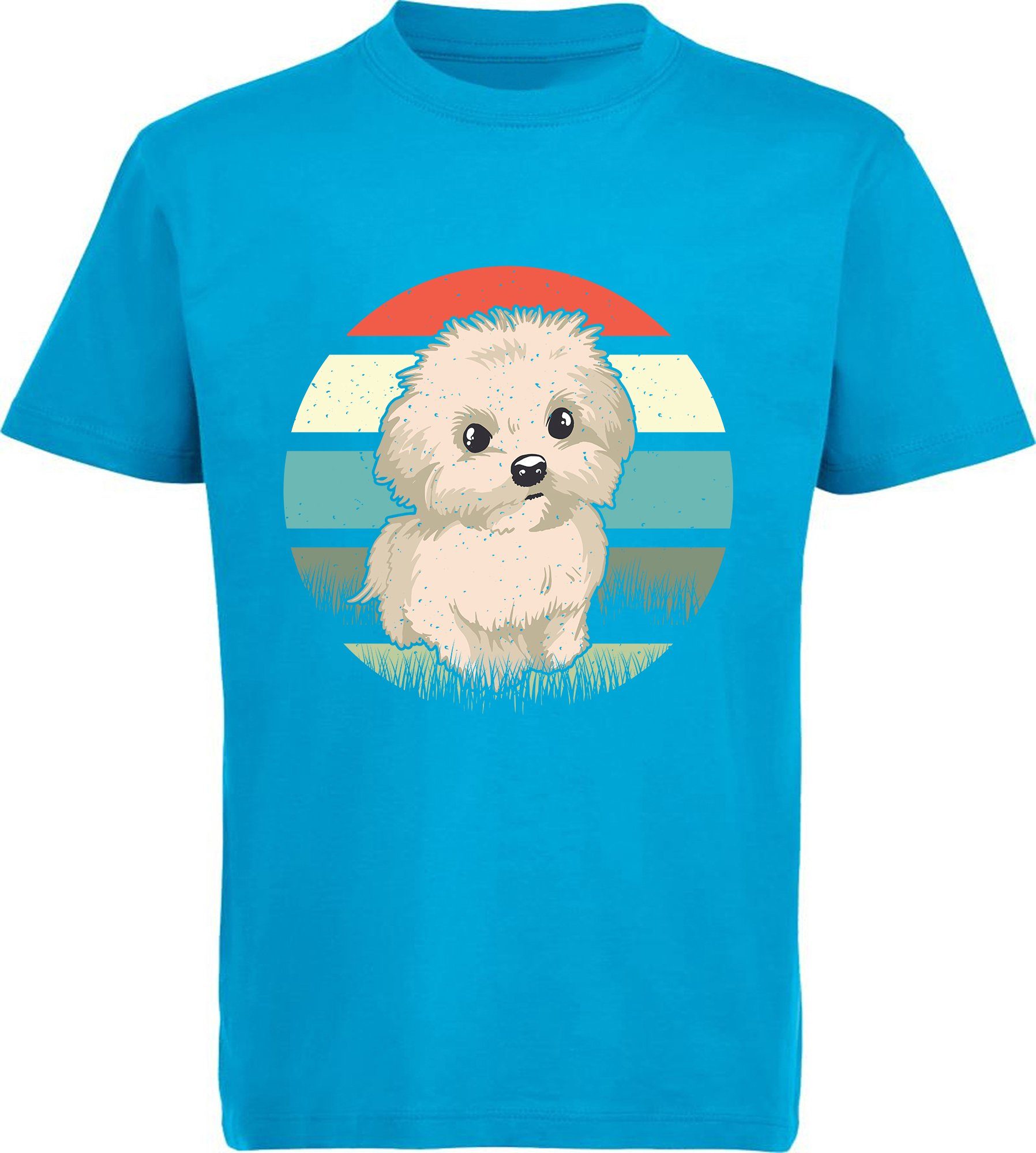 Print-Shirt Kinder Hunde T-Shirt bedruckt - Retro Malteser Welpen