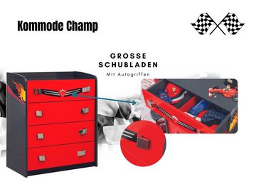 Cilek Kommode Champ, Breite 71 cm, 4 Schubladen, modern, rot