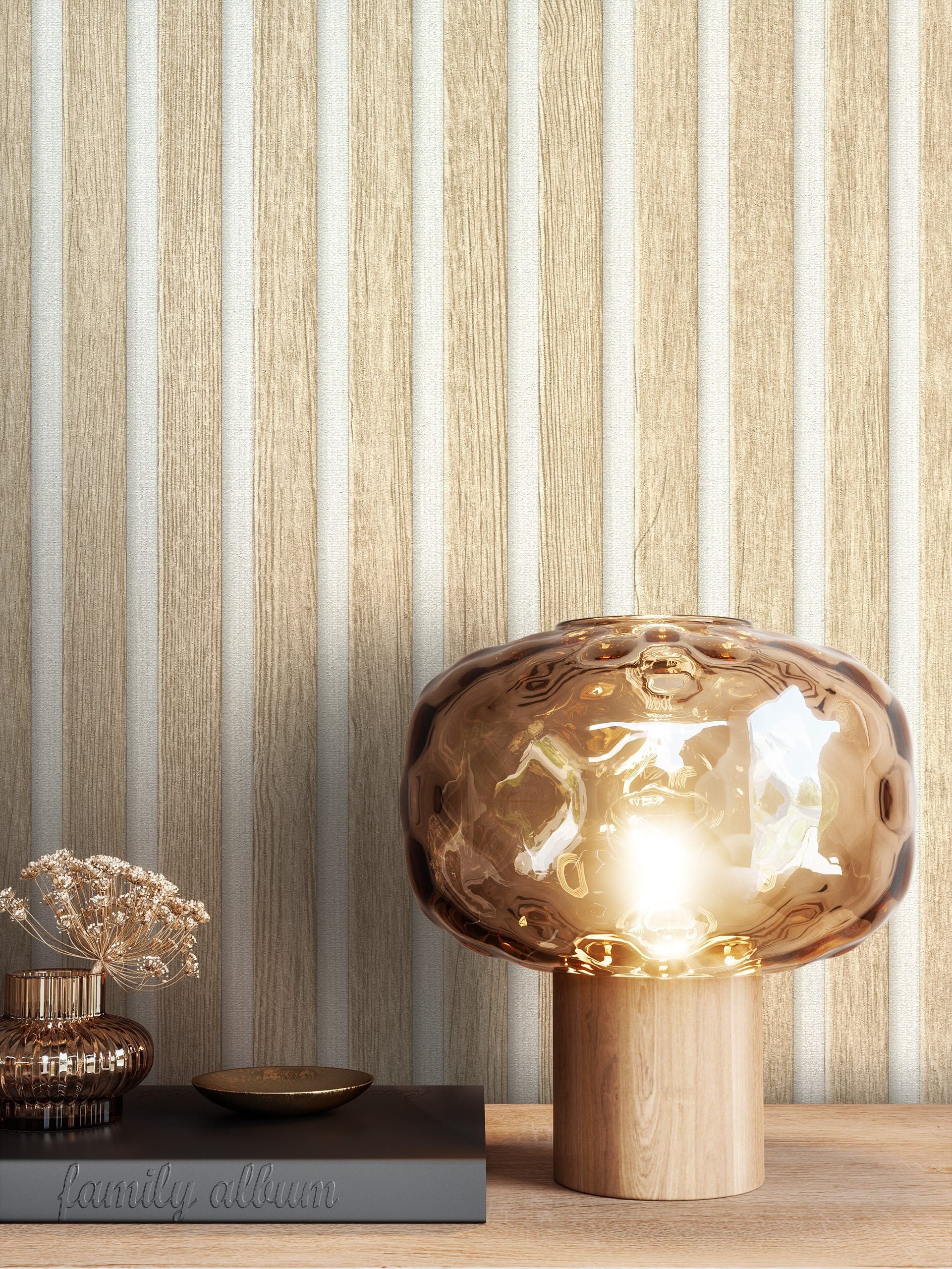 Newroom Vliestapete Barcley Nature Light Tapete Holzwandpaneele Paneele,Lamelle, Beige Tapete Skandinavisch Paneele - Holzwandpaneele Wandpaneele Creme Weiß Modern Lamelle für Schlafzimmer Wohnzimmer Küche, Wandpaneele