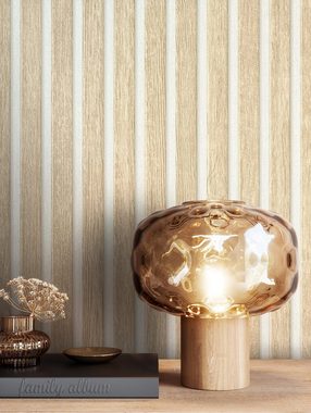 Newroom Vliestapete, Beige Tapete Skandinavisch Paneele - Holzwandpaneele Wandpaneele Creme Weiß Modern Lamelle für Schlafzimmer Wohnzimmer Küche