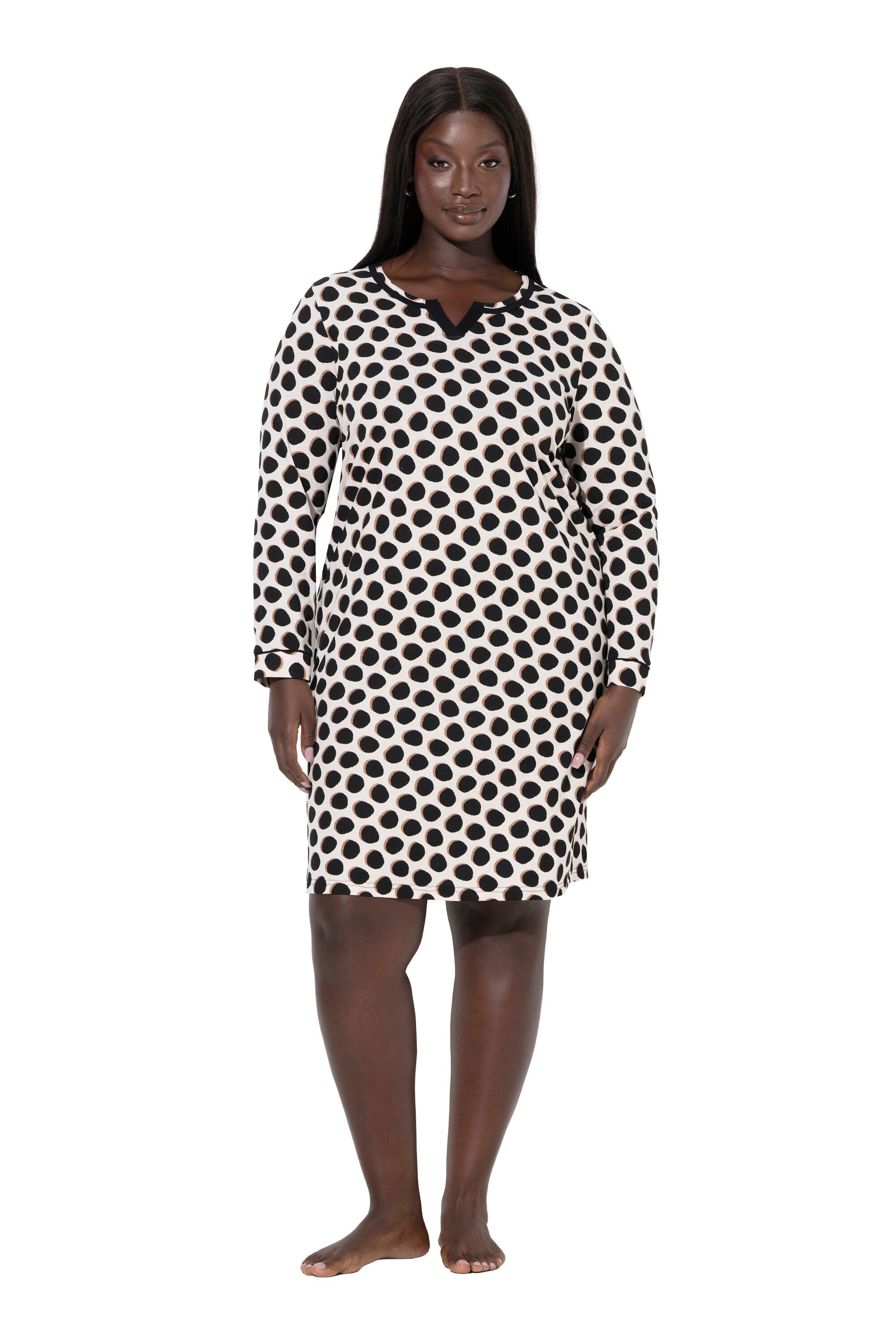 Ulla Popken Bigshirt Bigshirts 2er-Pack uni/Punkte Rundhals Langarm