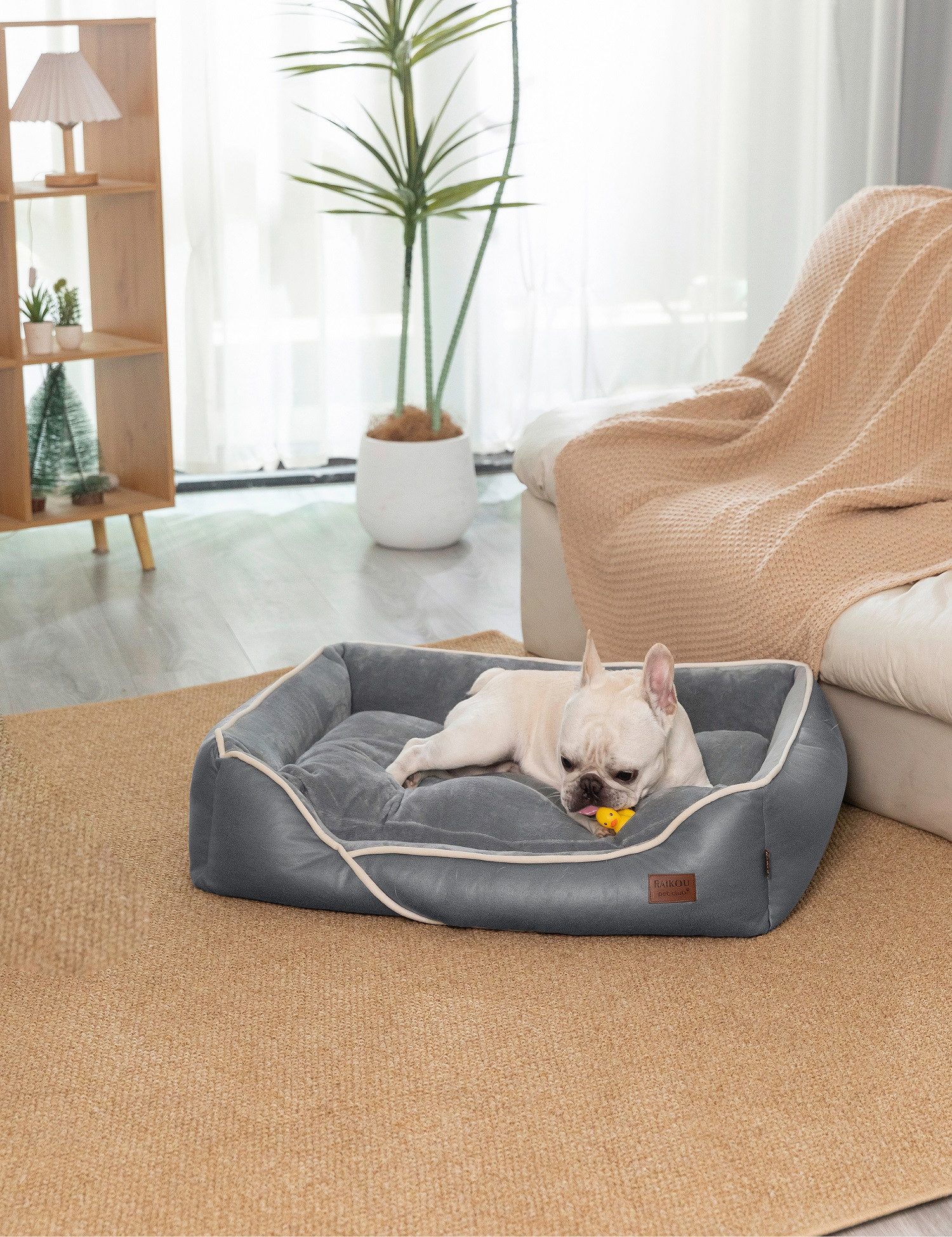 RAIKOU Hundematte Ergonomisches Hundebett für kleine und große Hunde Schlafplatz, waschbar,flauschig weich