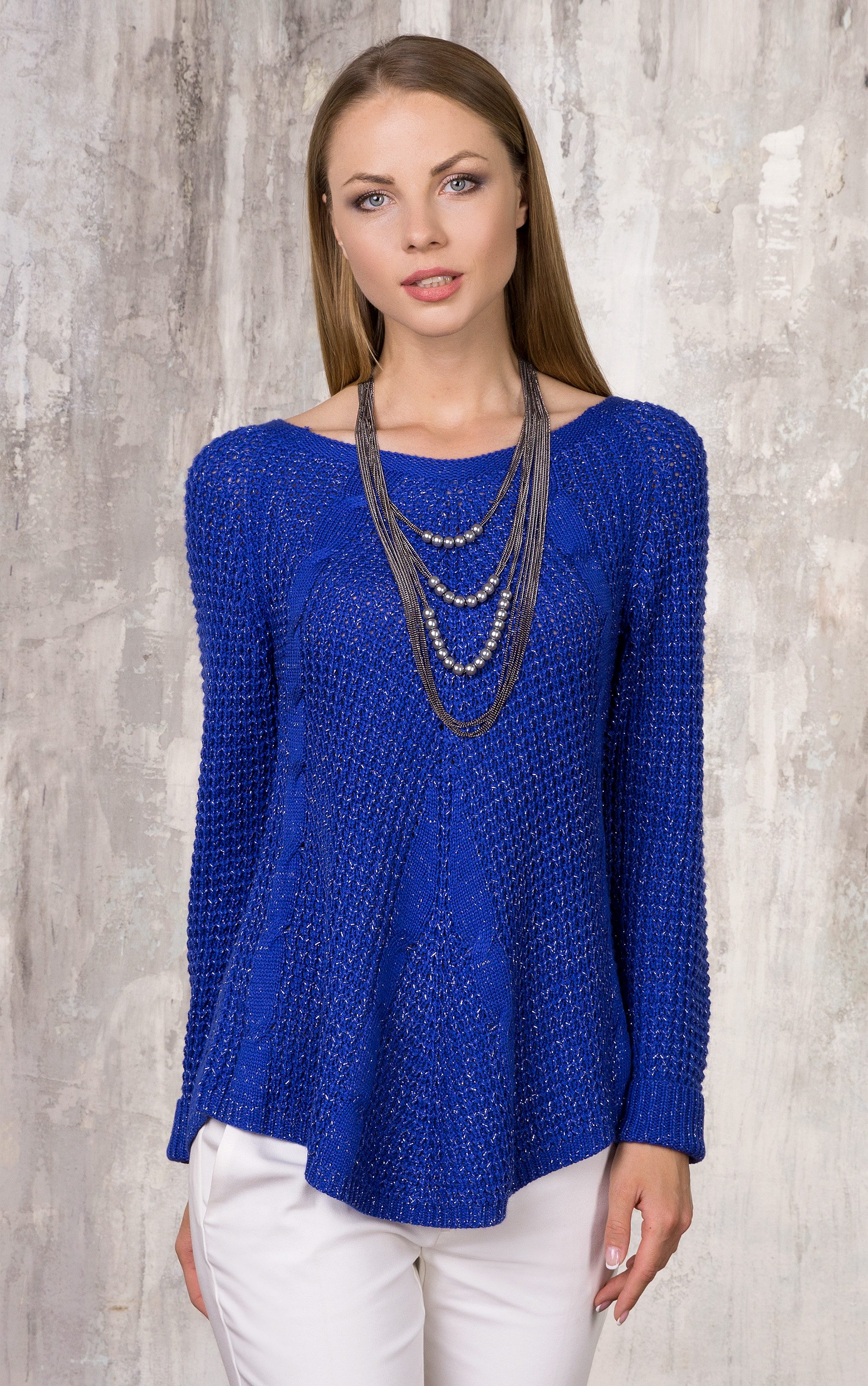 Passioni Strickpullover Boatneck mit Glitzergarn günstig online kaufen