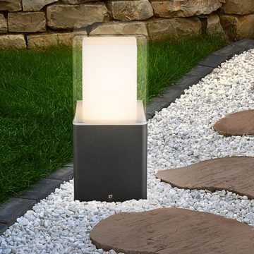 etc-shop LED Außen-Stehlampe, LED-Leuchtmittel fest verbaut, Warmweiß, Außenlampe Sockelleuchte LED Gartenlampe Aluminium Stehlampe Hof-