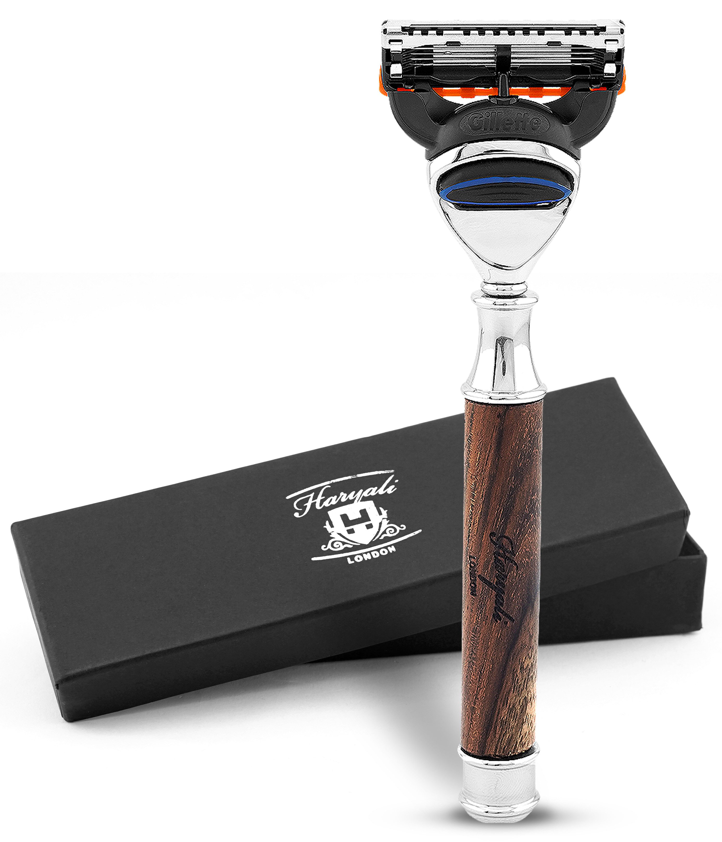 Nassrasierer 5-Klingen-Holzrasierer für Unisex, Smart Grip Body & Beard Razor