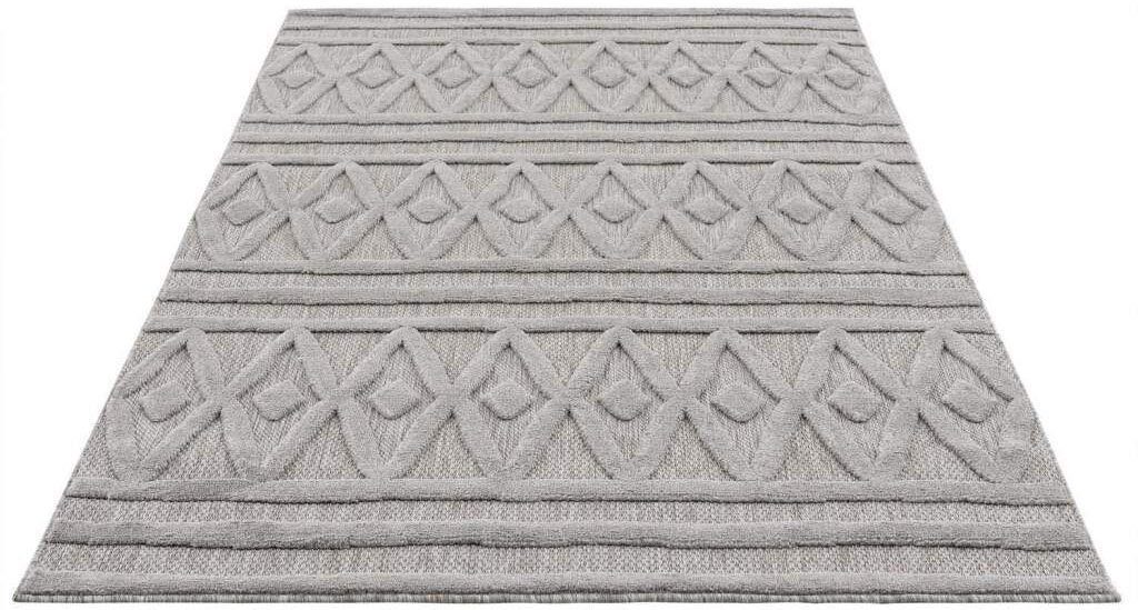 Teppich In-& Santorini Carpet 3D-Effekt, City, & 5 Küche, Wetterfest Raute-Optik, grau 58538, Outdoorteppich UV-beständig Terrasse, Flur Balkon, für rechteckig, mm, Höhe