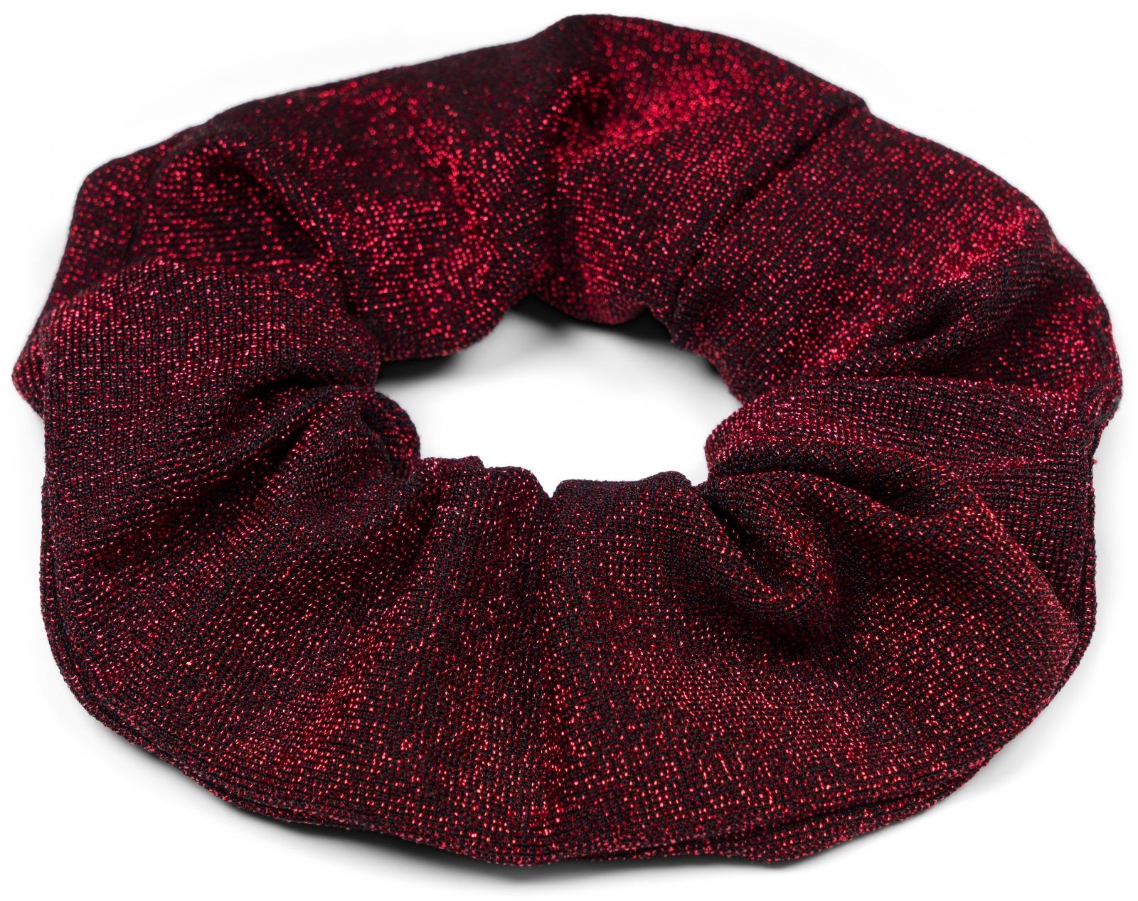 Scrunchie styleBREAKER Bordeaux-Rot Glitzer 1-tlg., Haargummi Stoff Haargummi,