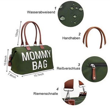 OKWISH Wickeltasche Krankenhaus Mama Tasche Krankenhaustaschen Mommy Bag Wickelunterlage (mit Leder Griff, Mit 2 Tasche, Baby-Wickeltasche), Multifunktional Reisetasche für Mama Papa und Jungen Mädchen