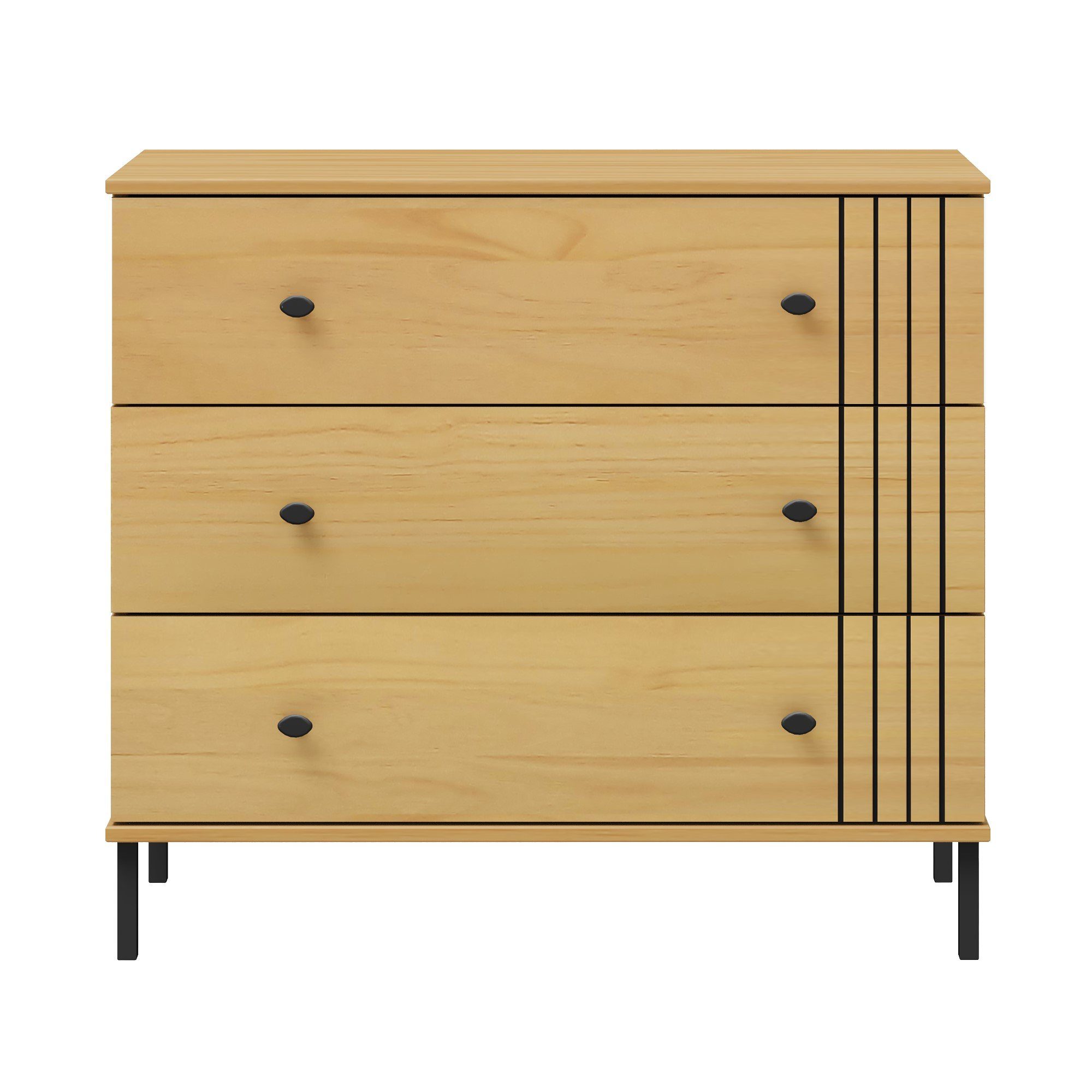 Woodroom Kommode Sevilla, Kiefer massiv eichefarbig lackiert, BxHxT 90x80x40 cm