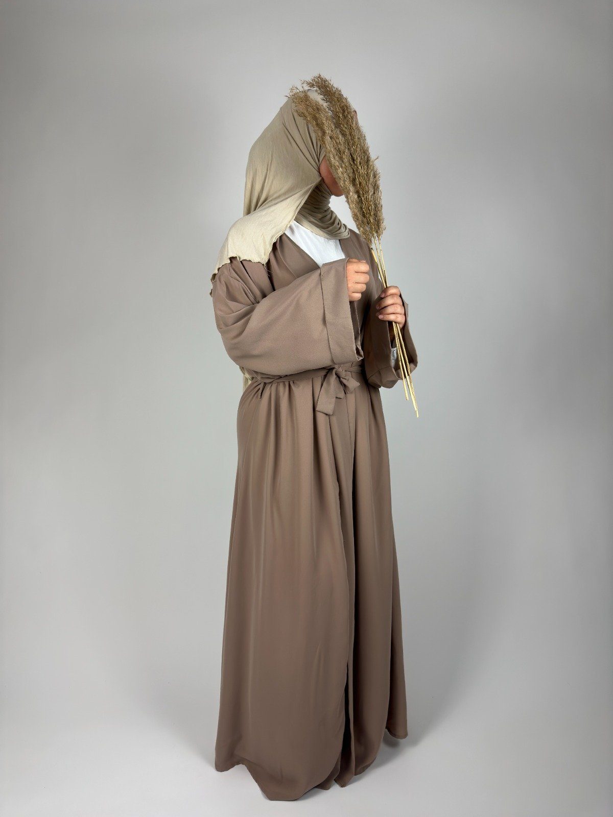 Aymasal Maxikleid Kimono Cardigan Gebetskleidung Abaya Kaftan Hafsa beige Kleidung islamische
