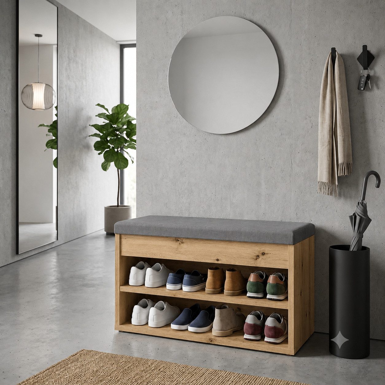 OTTO home Schuhbank Schuchschrank 60, Schuhregal, Schuhtruhe, Schuhkommode, Sitzbank, Inkl. bequemem Sitzkissen mit Stauraum darunter – Bild 5 von 5