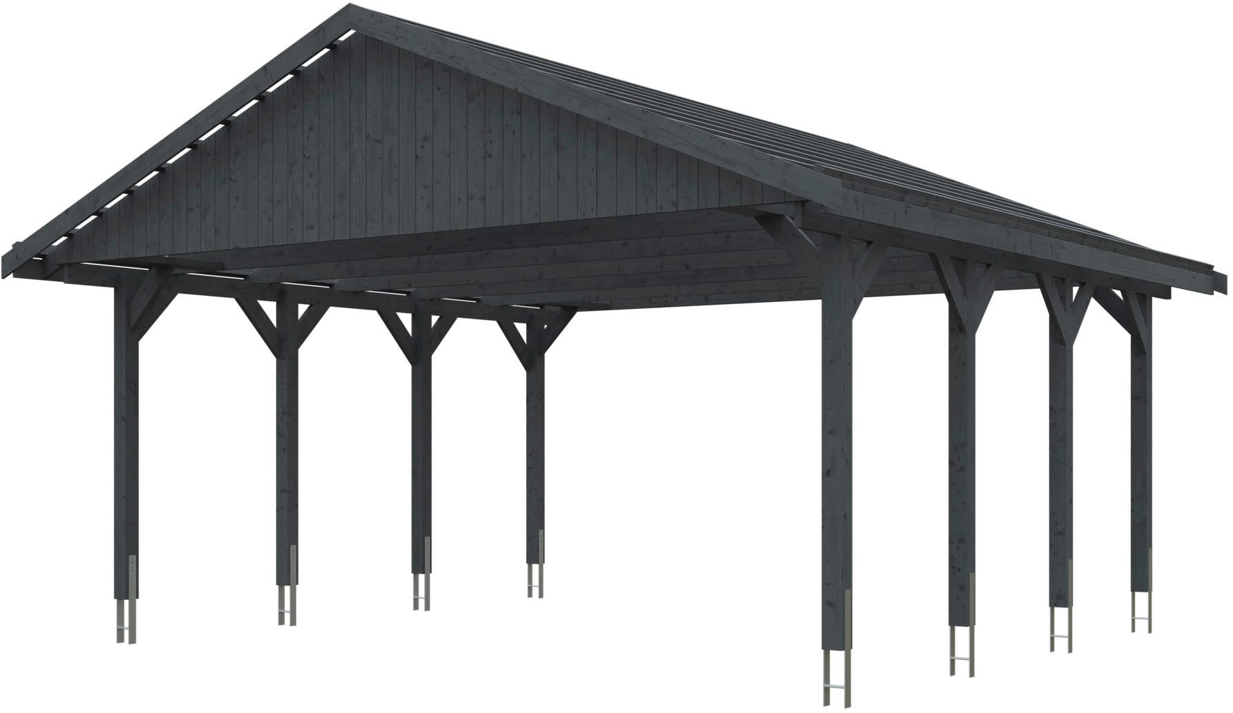 Skanholz Doppelcarport Wallgau, BxT: 620x600 cm, 215 cm Einfahrtshöhe, mit Dachlattung
