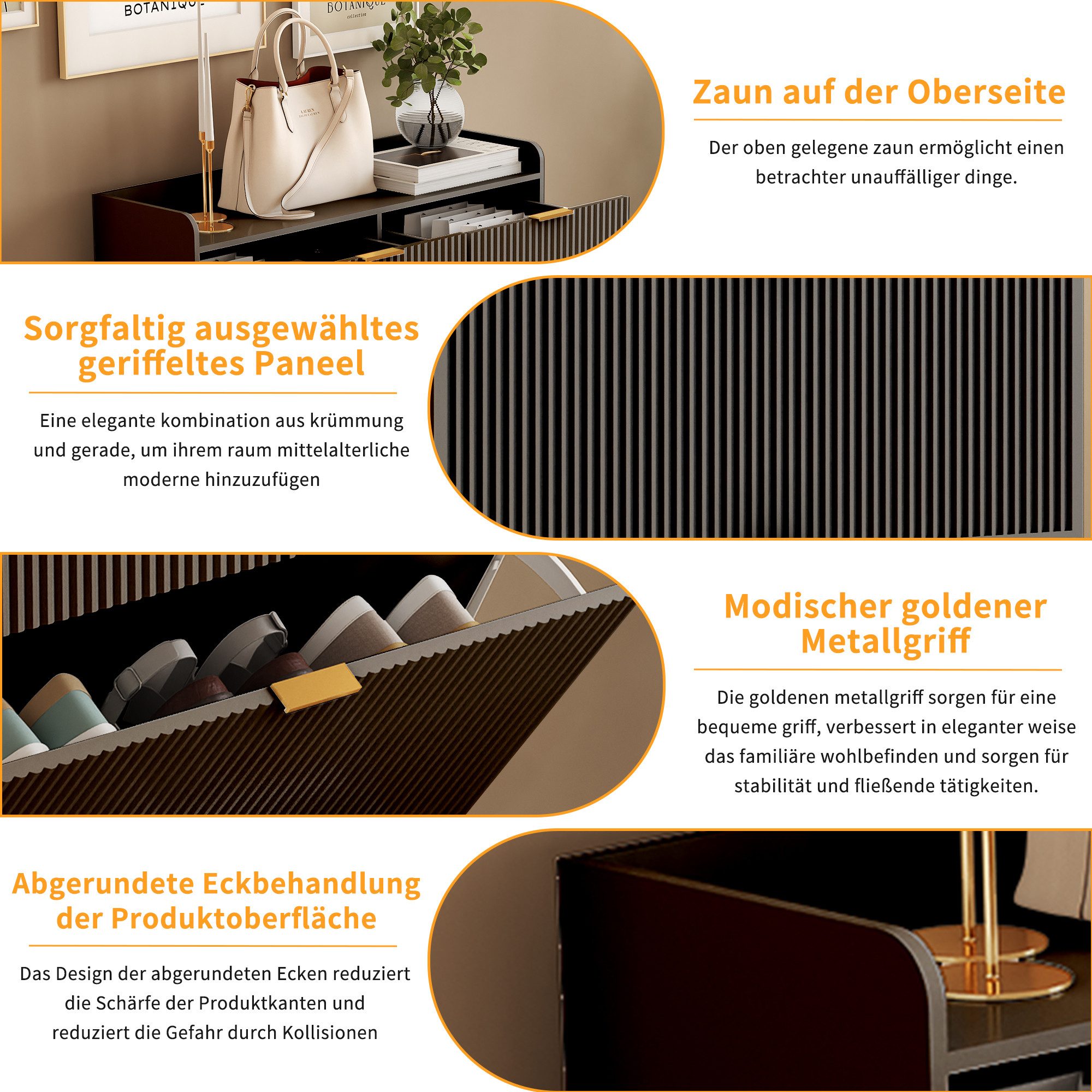 PXloue Schuhschrank Schuhschrank mit zwei Schubladen und zwei Klappen – Bild 4 von 5
