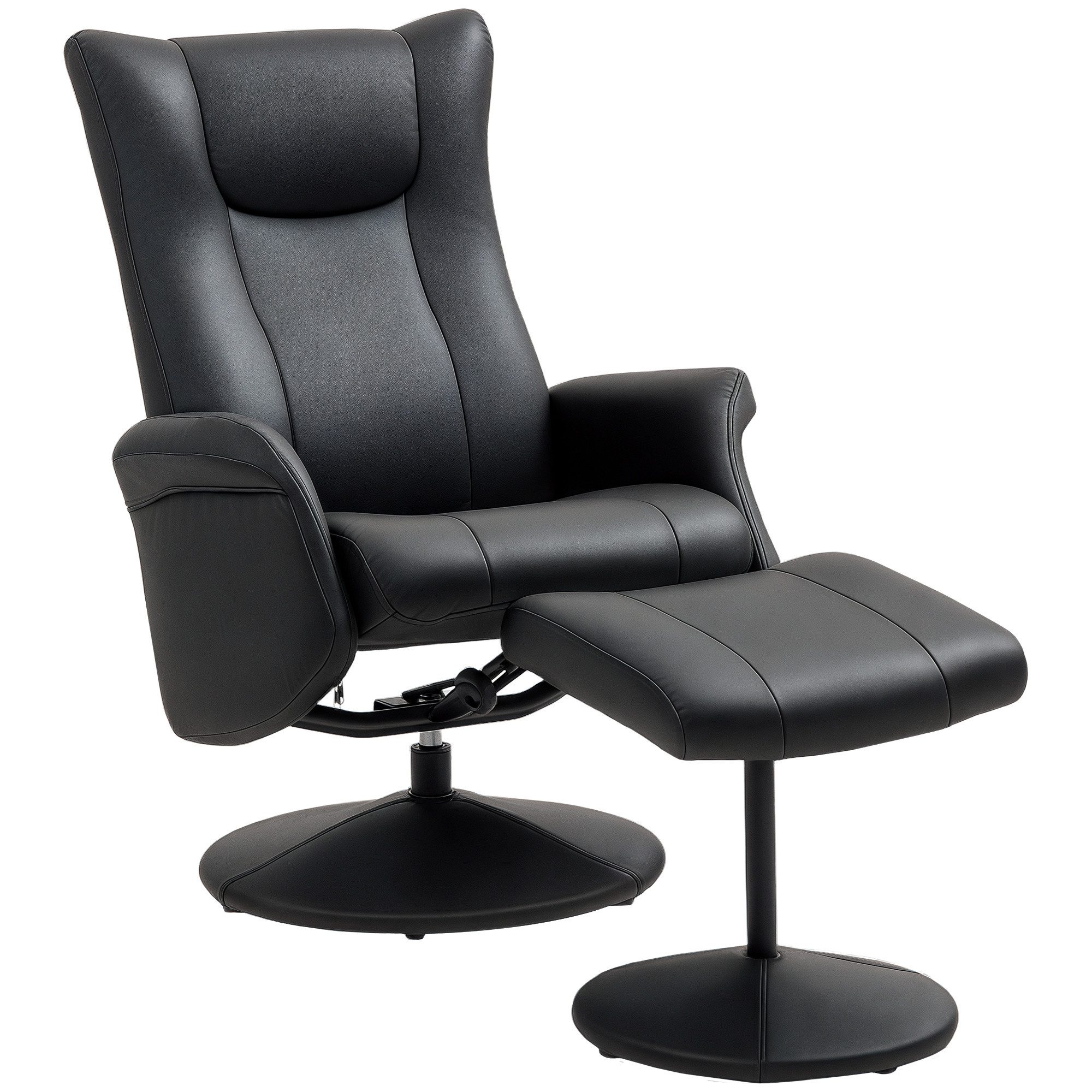 HOMCOM Relaxsessel Hocker 360° drehbarer TV-Sessel mit Liegefunktion (Fernsehsessel, 1-St., Ruhesessel mit Verstellbar Rückenlehne), bis 150 kg belastbar für Wohnzimmer Kunstleder, Schwarz. Reduzierter Preis € 138,99. Unverbindliche Preisempfehlung € 348,90