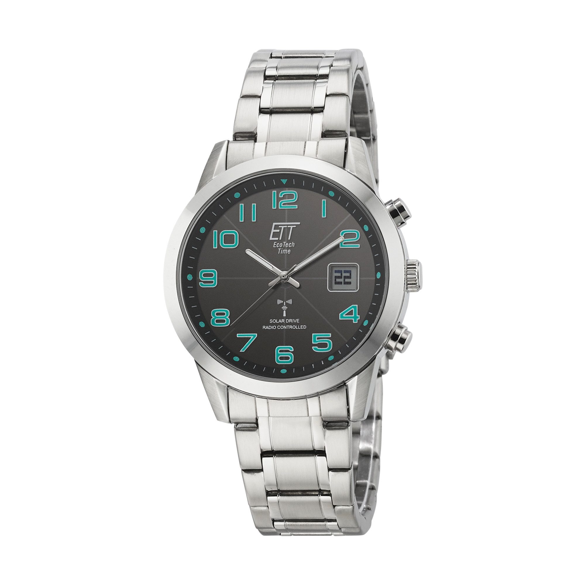 ETT Funkuhr Gobi EGS-11500-22M, Armbanduhr, Solar, Herrenuhr, Edelstahlarmband, analog, digital