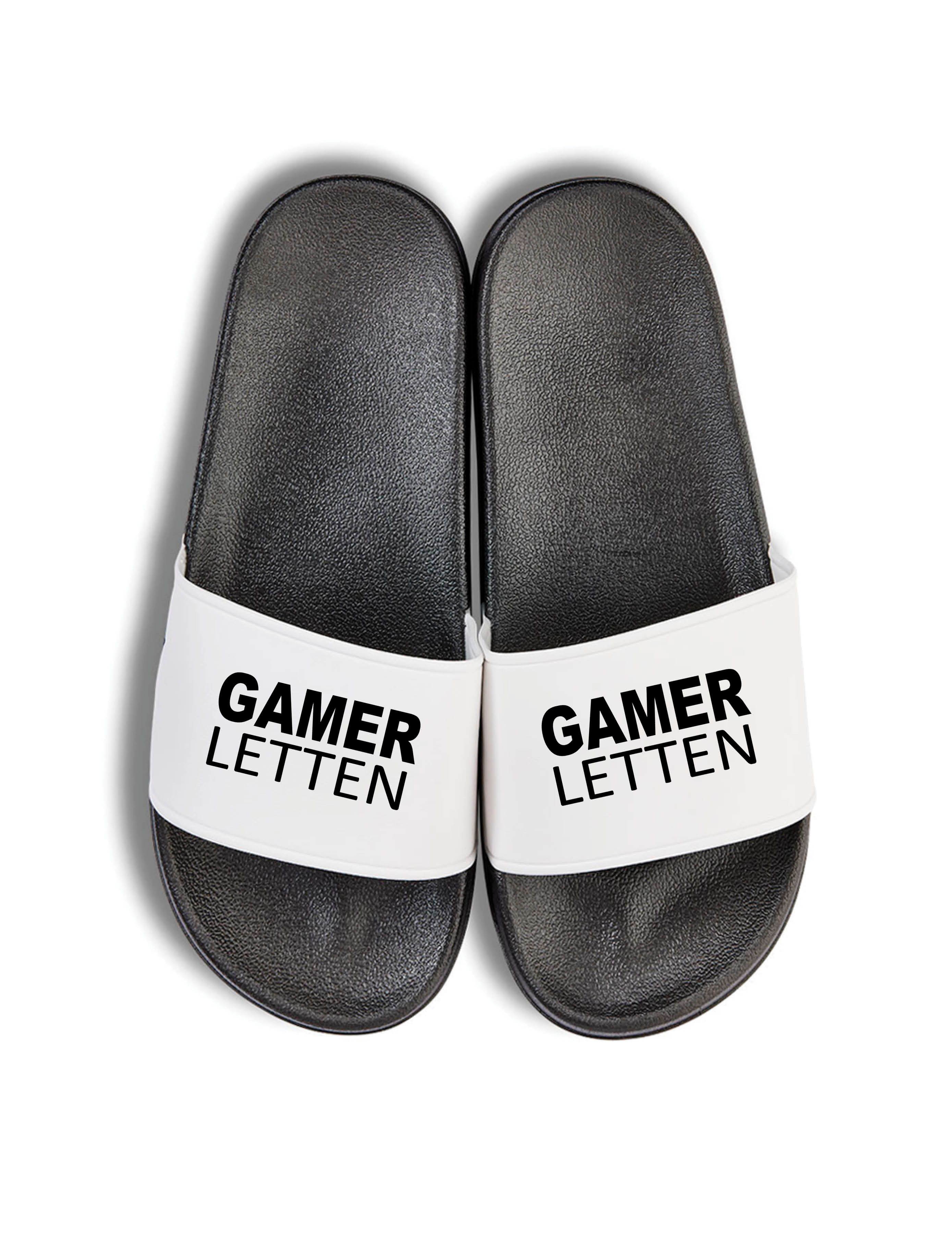 Youth Designz Herren Damen Badelatschen "Gamer Letten" Fun-Print lustig Geschenk Badeschuh mit witzigen Aufdruck für Männer und Frauen Statement