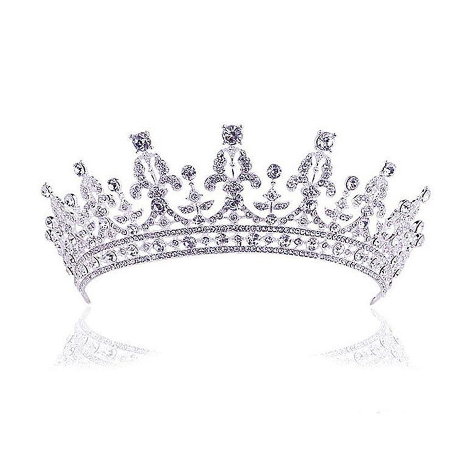 LuxusKollektion Haarreif Диадема Hochzeit Krone Tiara Strass Haarreifen für Braut in Silber